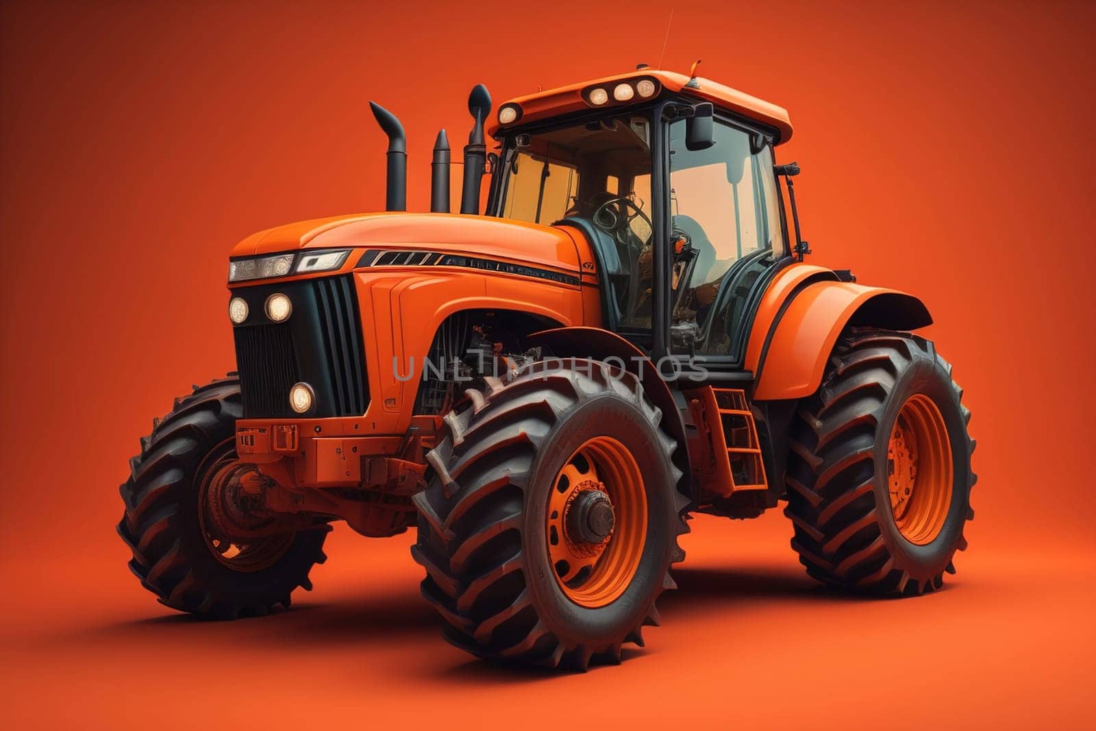 Modern tractor on a colored background. ai generative