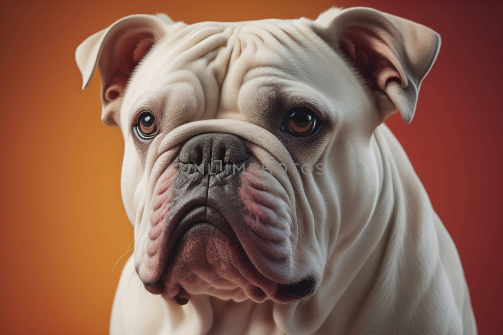 Portrait of a dog breed English Bulldog on a solid color background. ai generative