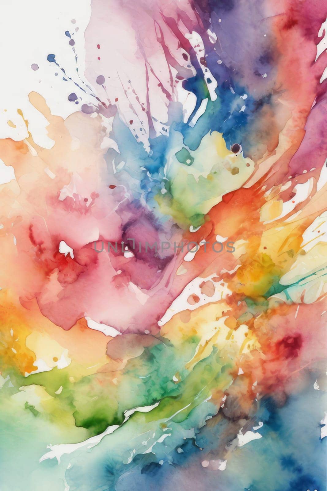 Abstract watercolor background in rainbow colors.