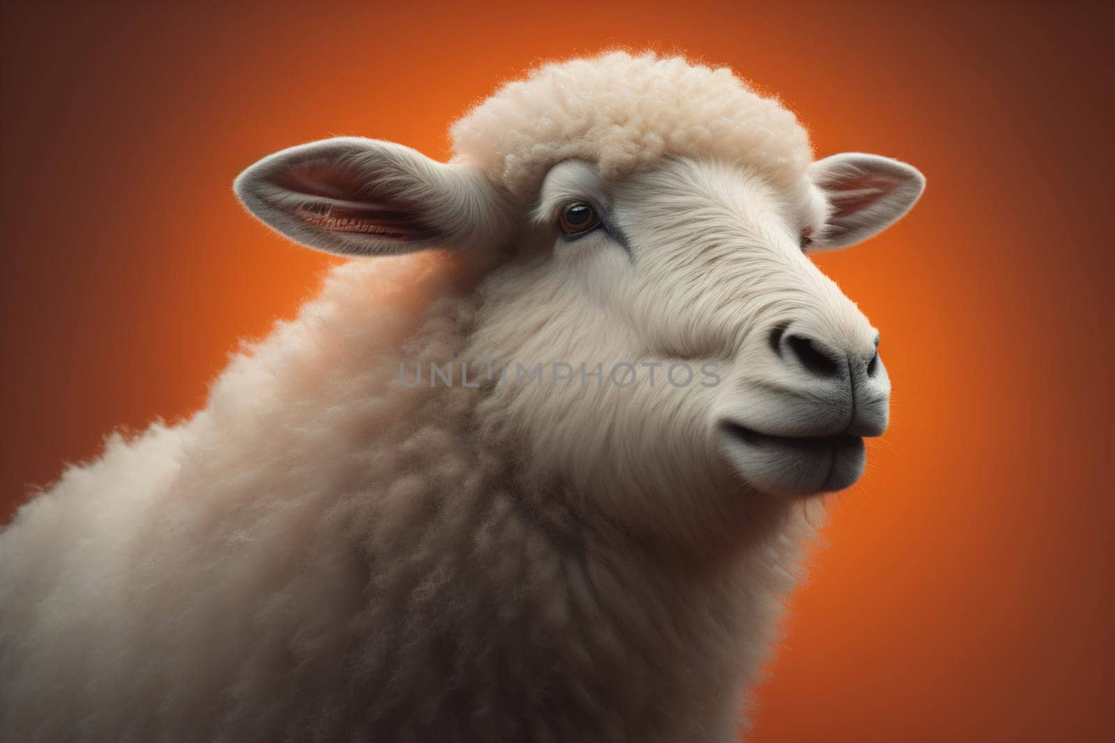 Sheep on a solid color background. Photo in old color image style. ai generative
