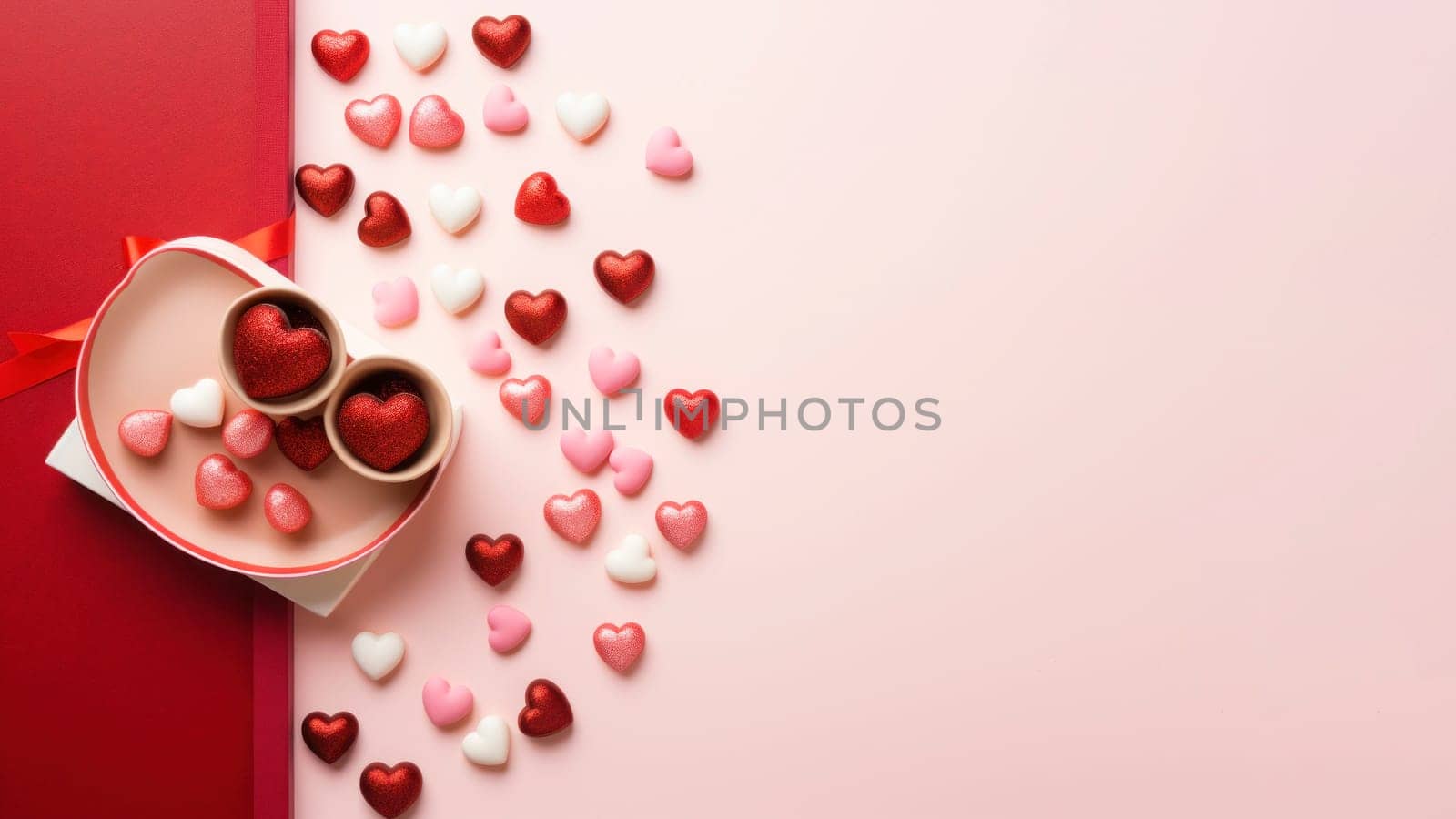 A festive background filled with candy, hearts and cookies by andreyz