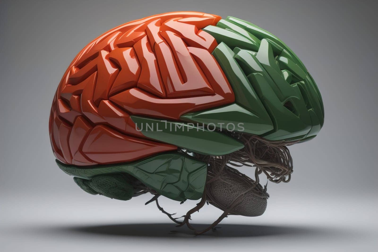 Human brain on a solid color background. ai generative