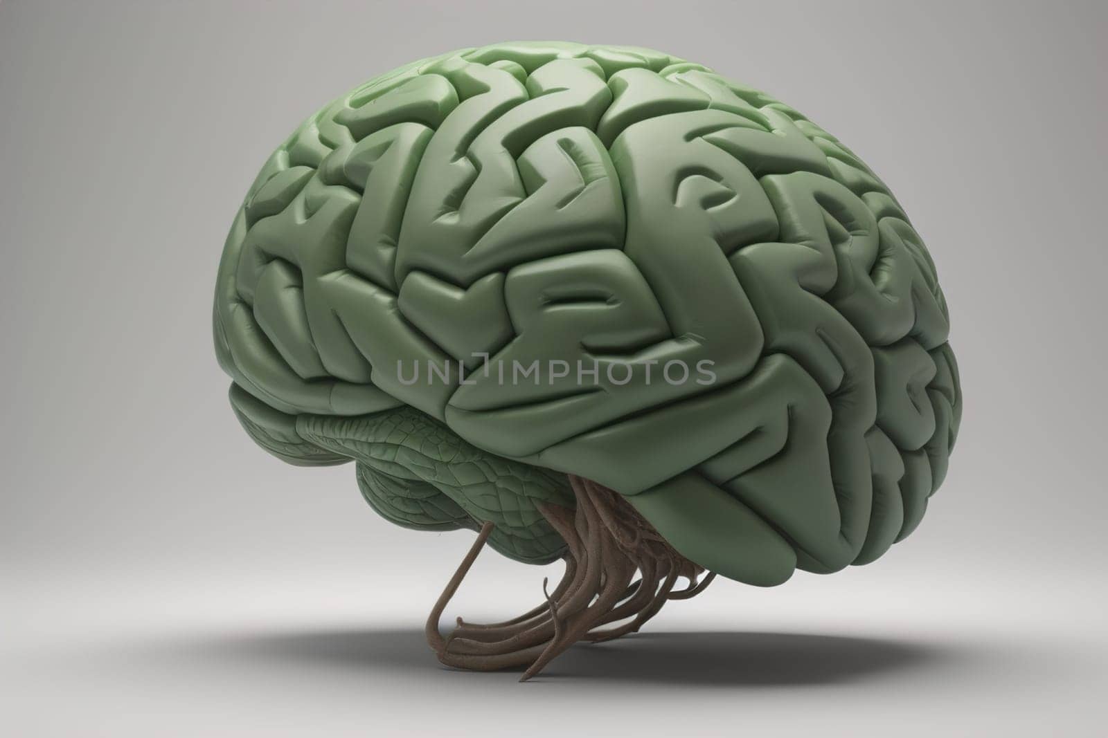 Human brain on a solid color background. ai generative