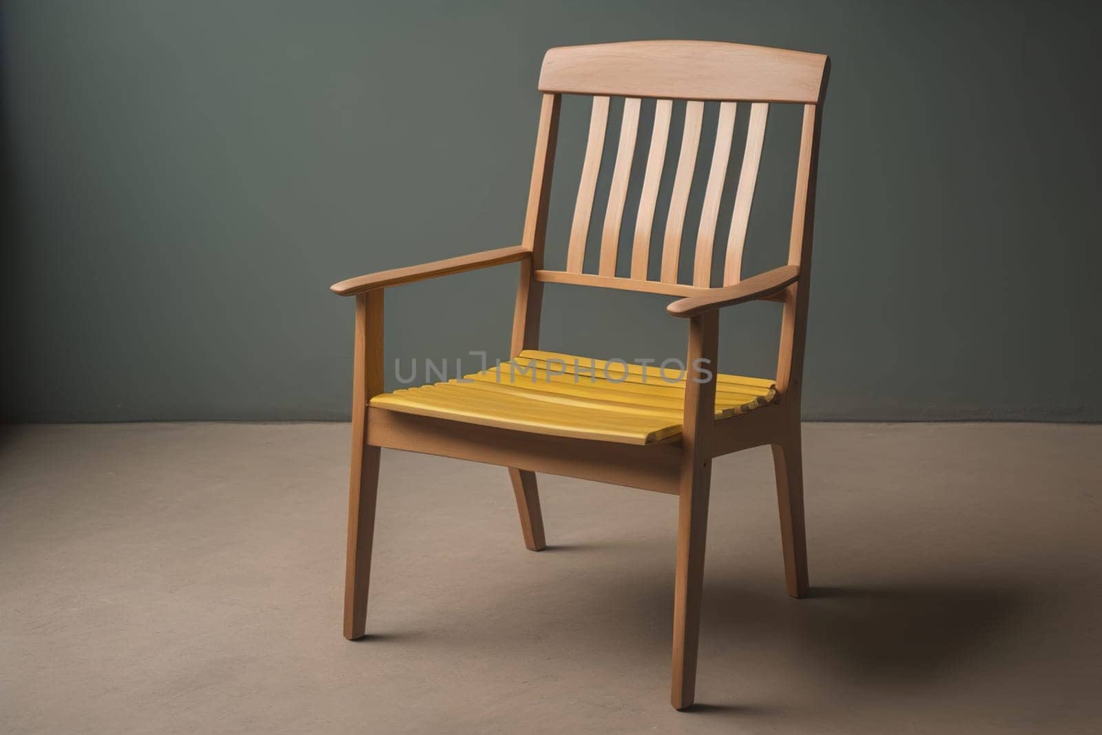 Wooden chair in the room. ai generative
