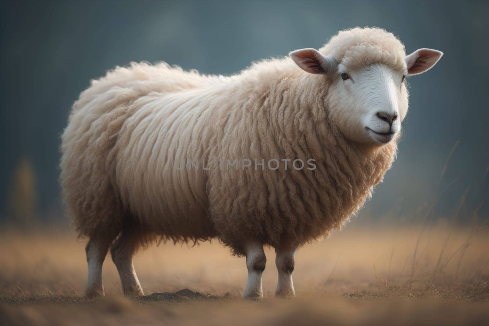 Sheep on a solid color background. Photo in old color image style. ai generative