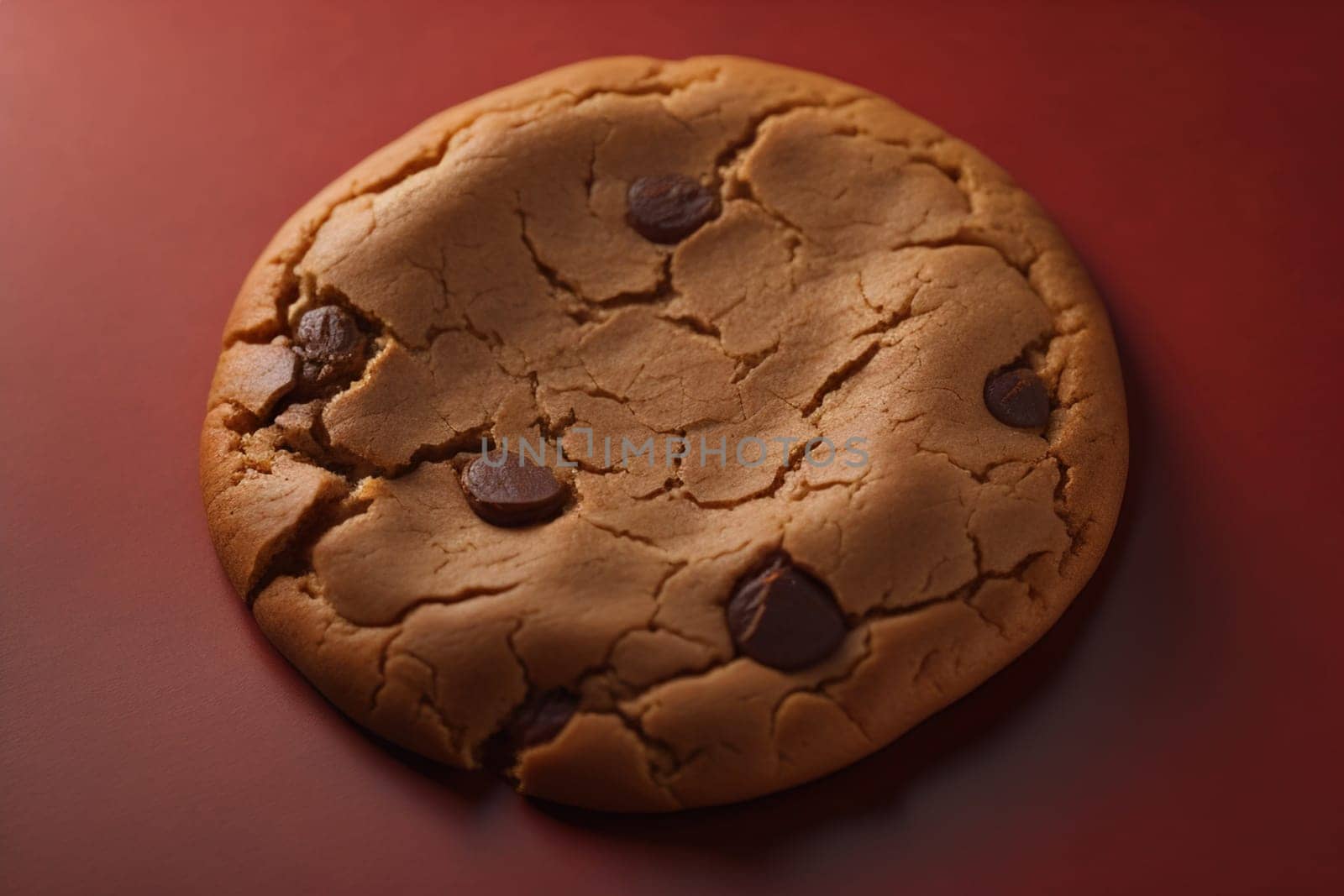 Chocolate chip cookies on orange background. Close up. Selective focus. ai generative