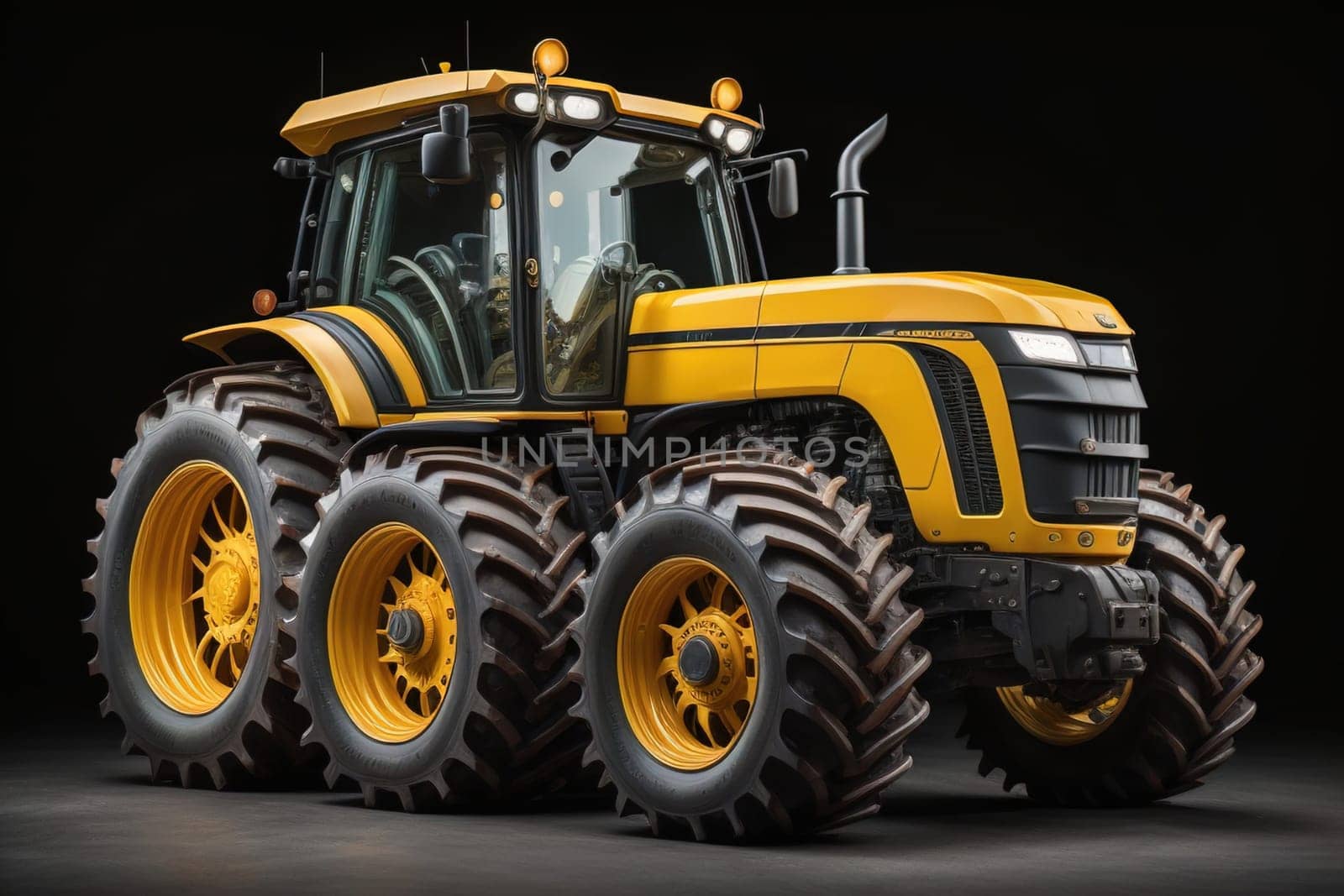 Modern tractor on a colored background. ai generative