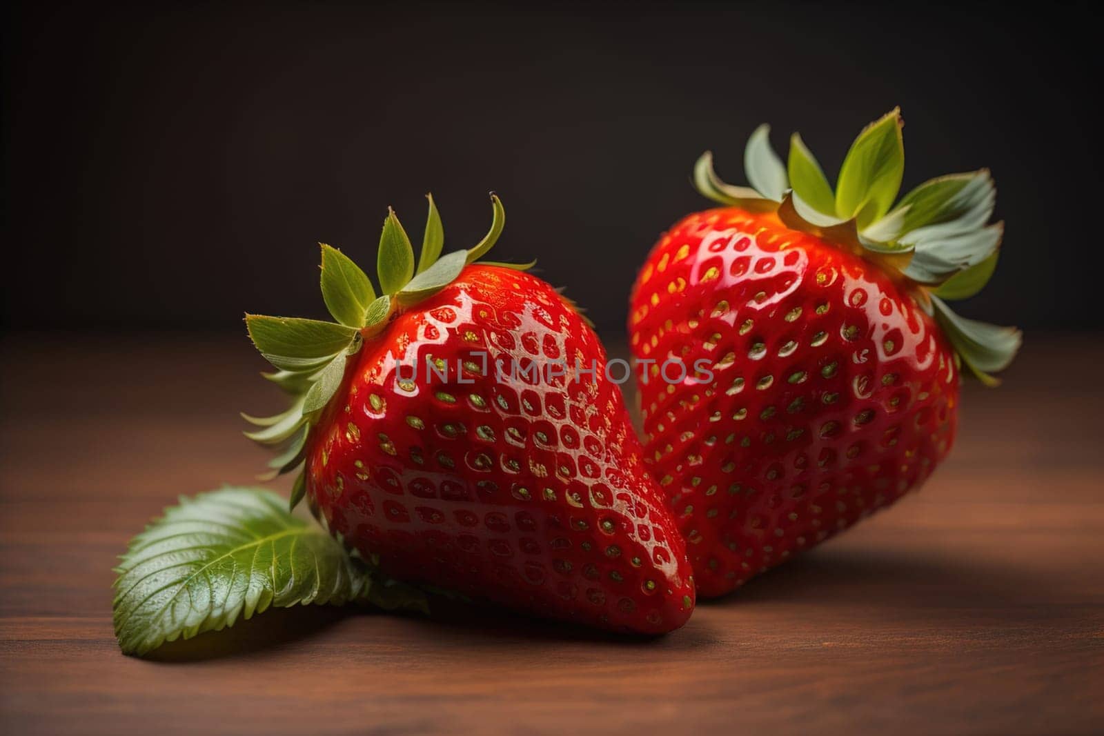 Fresh strawberries on a solid color background. generative ai by sanisra
