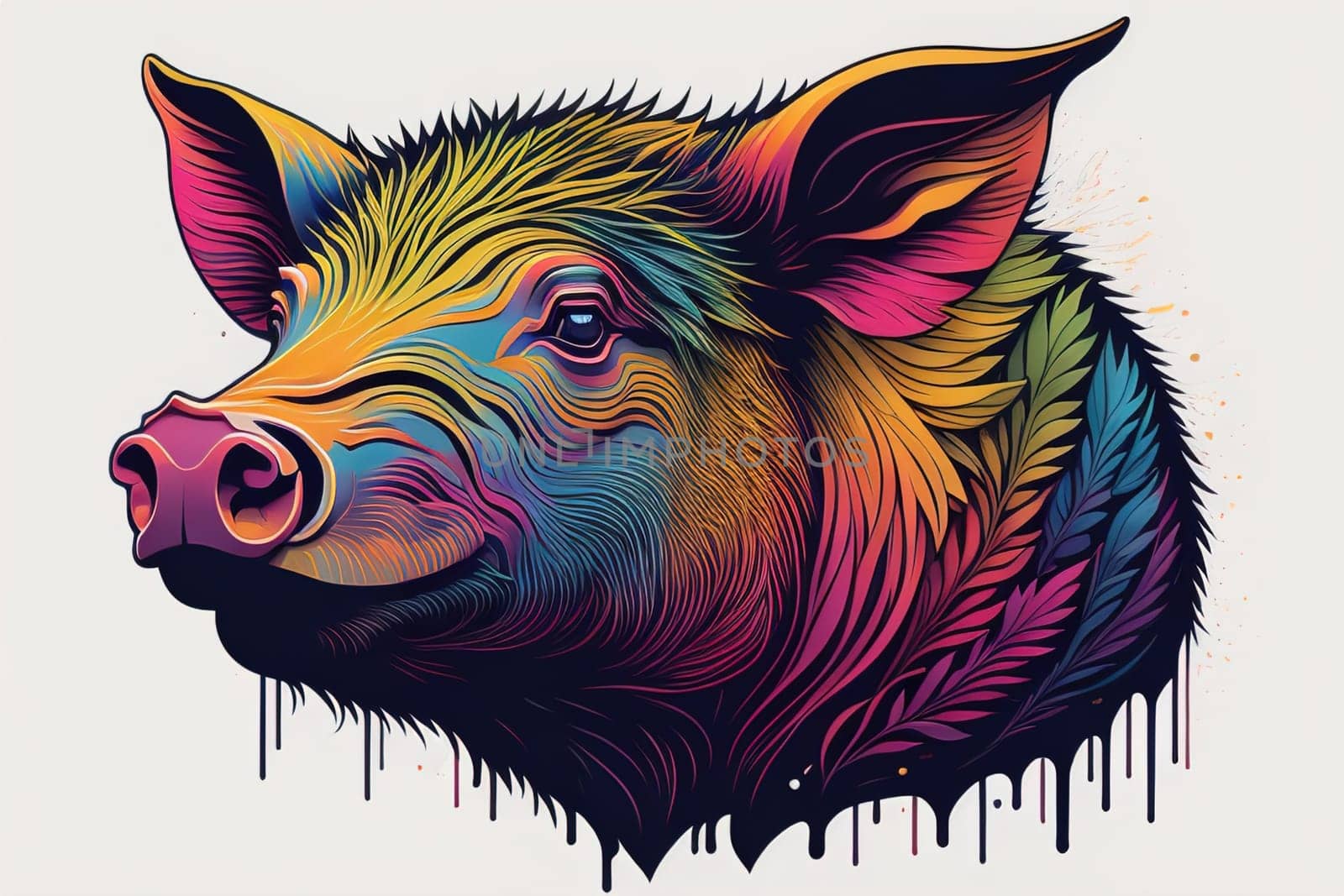 Pig head. Colorful vector illustration. Isolated on a solid color background. generative ai