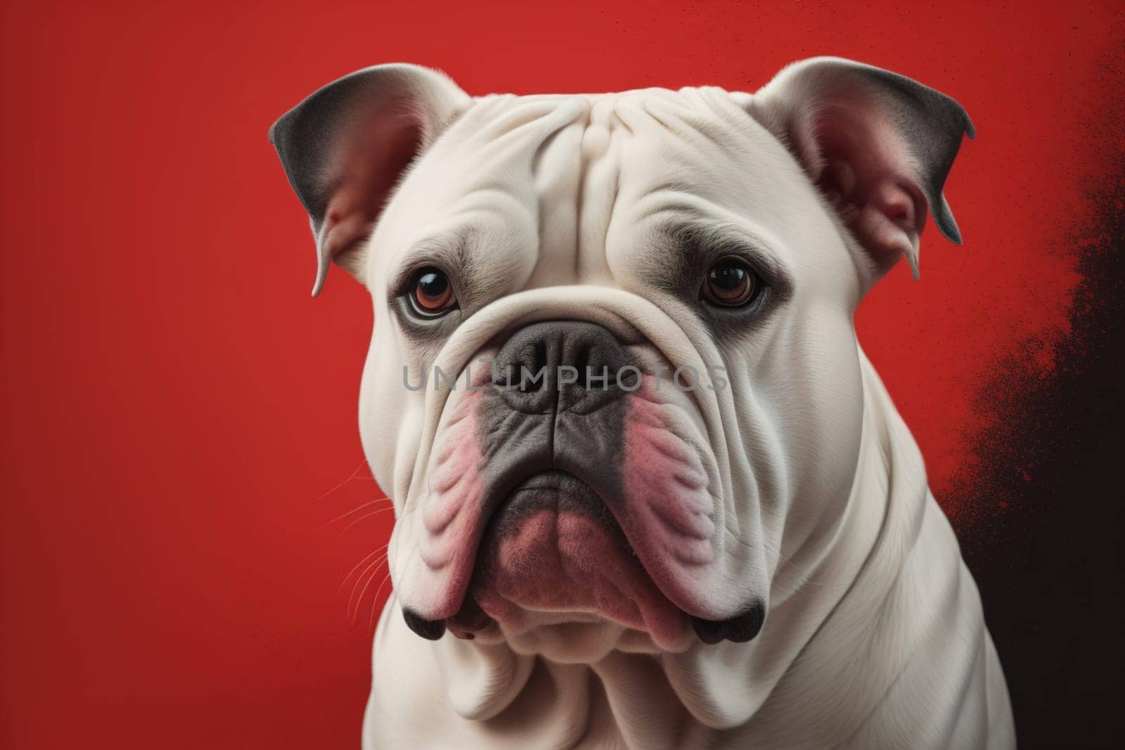 Portrait of a dog breed English Bulldog on a solid color background. ai generative