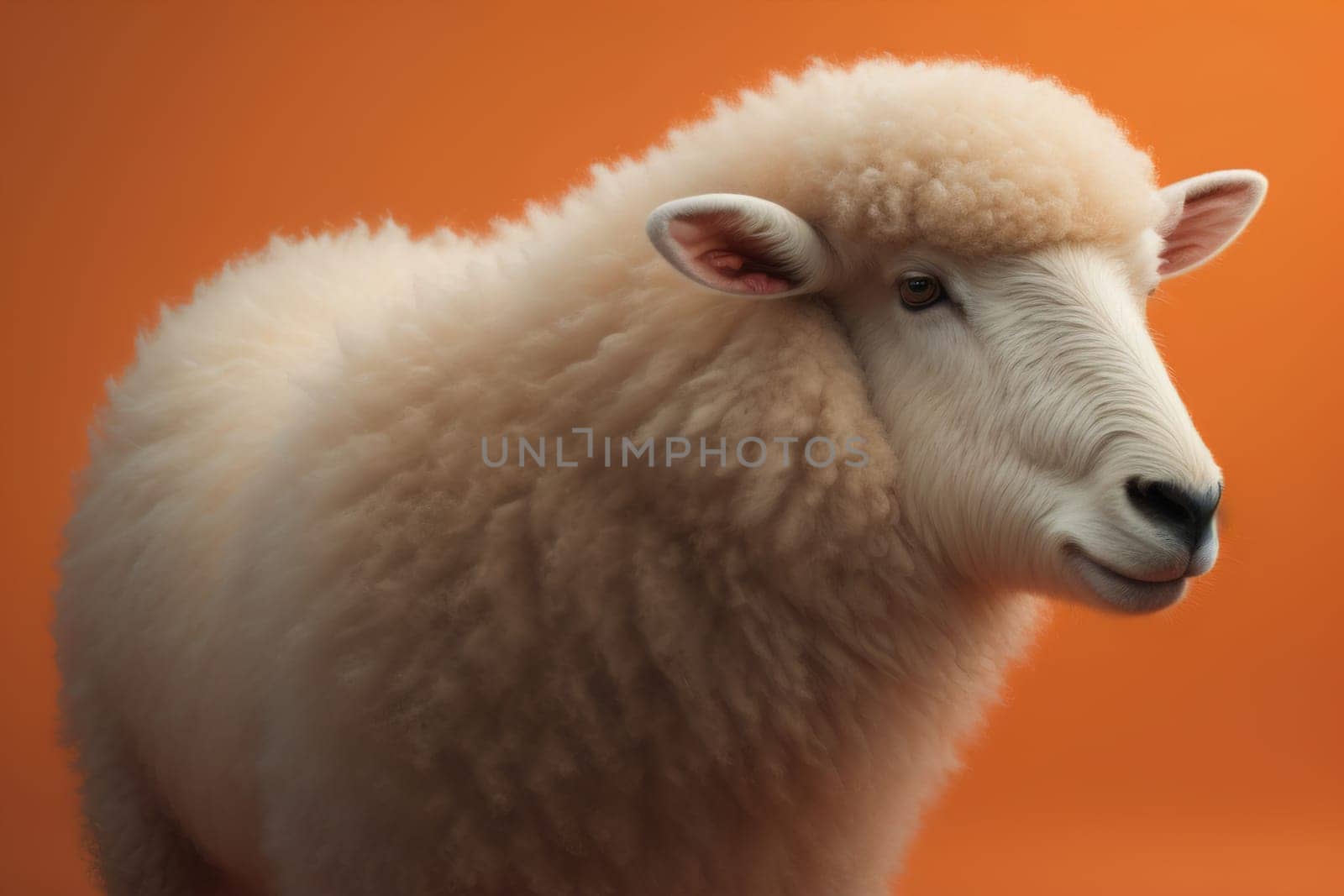 Sheep on a solid color background. Photo in old color image style. ai generative