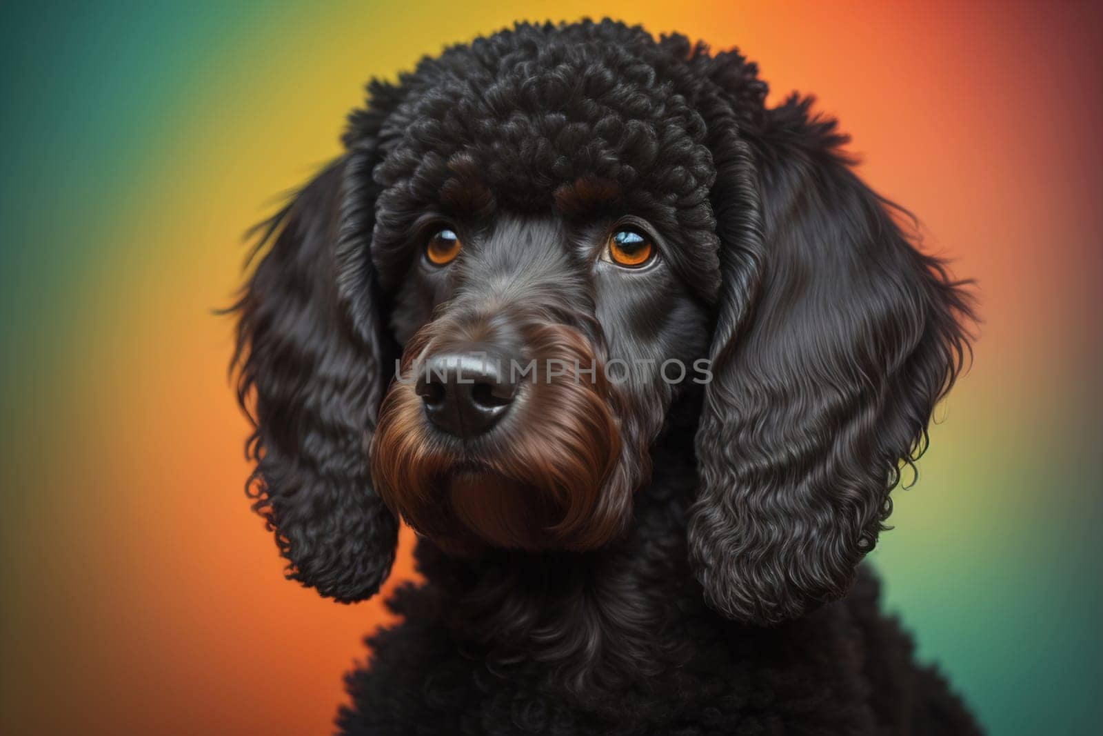 Portrait of a beautiful black dachshund puppy on a solid color background. ai generative