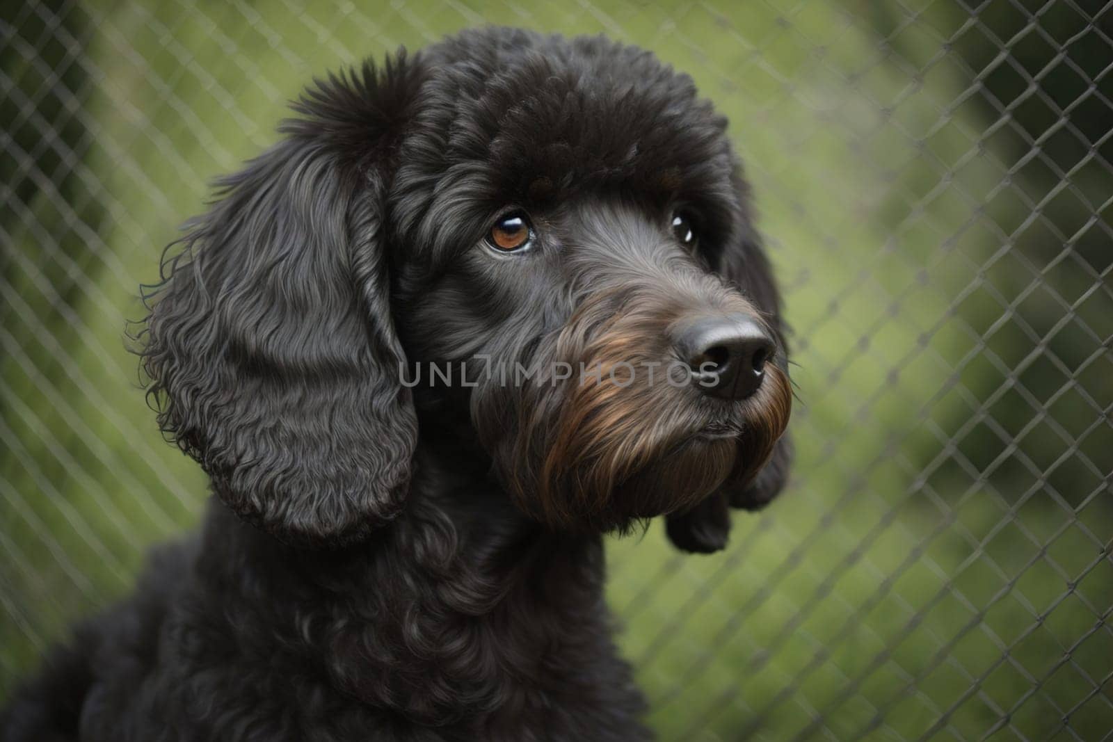 Portrait of a beautiful black dachshund puppy on a solid color background. ai generative by sanisra