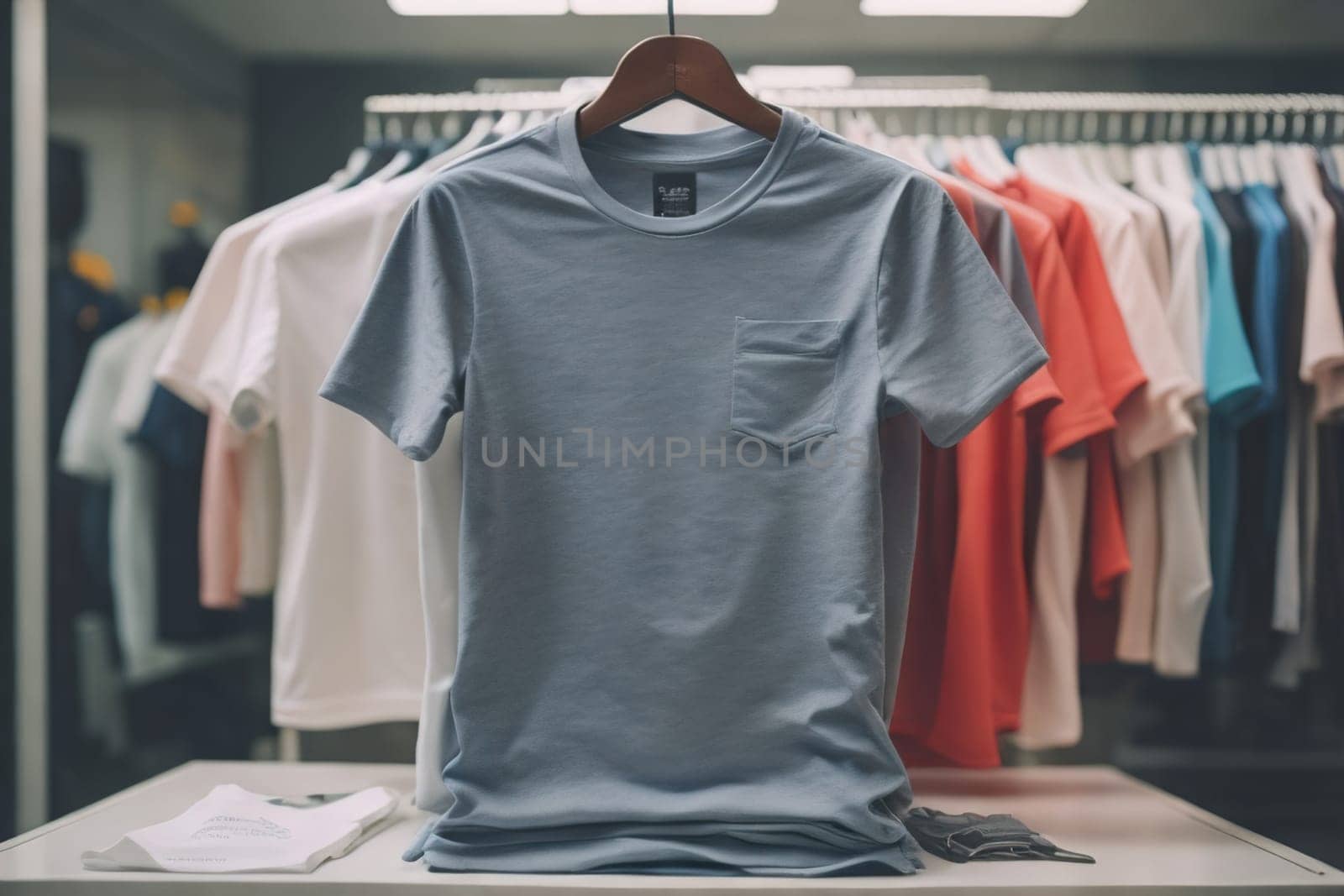 t-shirt on a mannequin, isolated on gray background. ai generative by sanisra