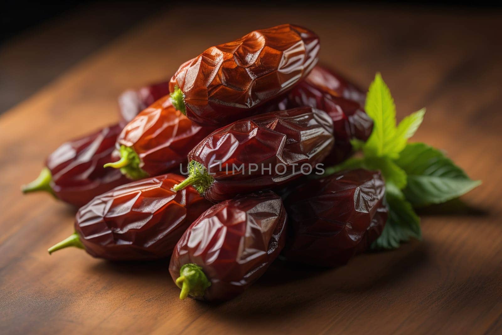Dried fruits of date palm on a solid color background. Toned. ai generative