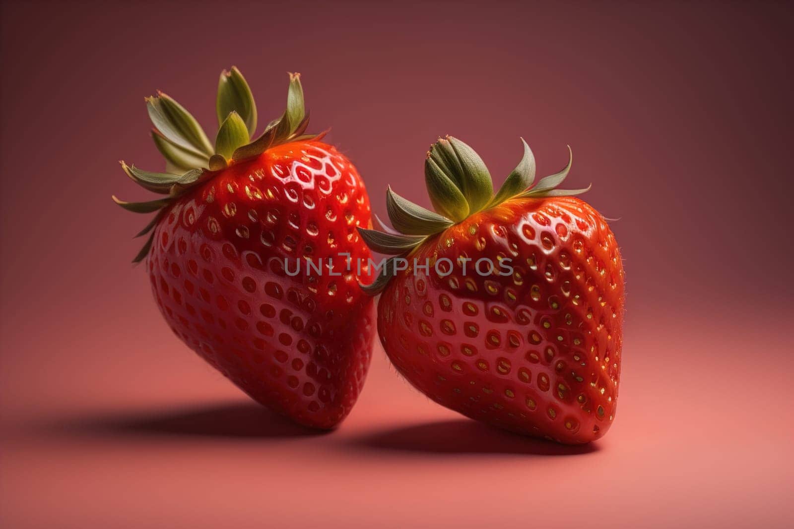 Fresh strawberries on a solid color background. generative ai by sanisra