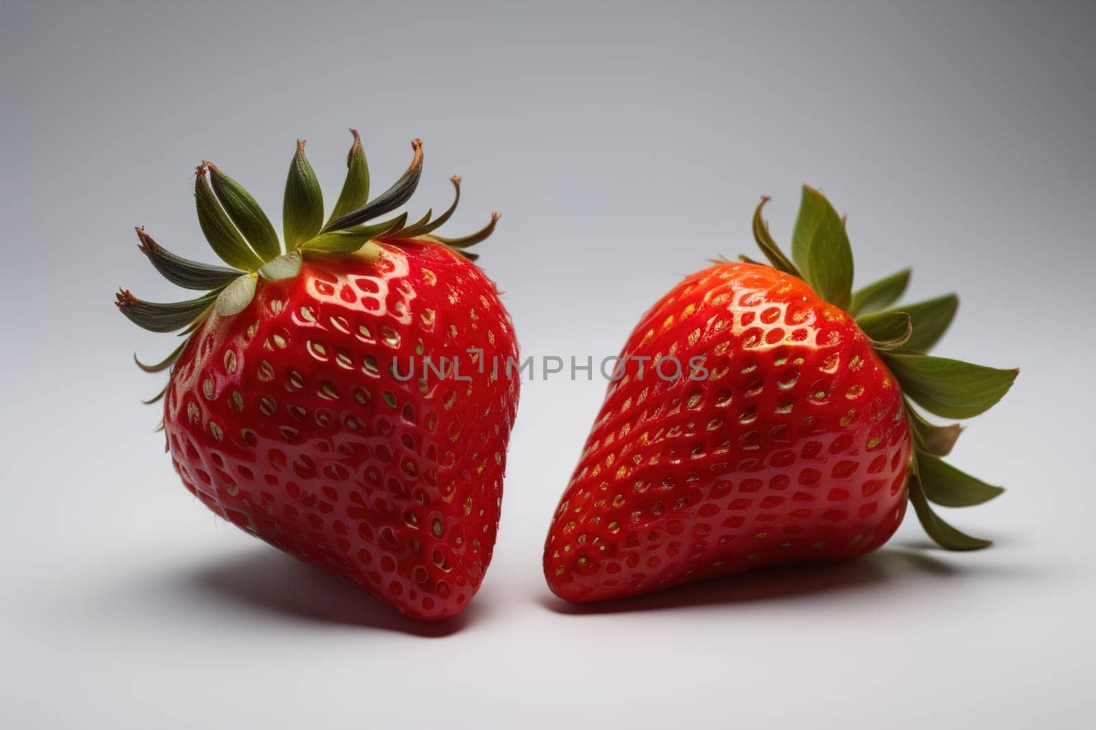 Fresh strawberries on a solid color background. generative ai by sanisra