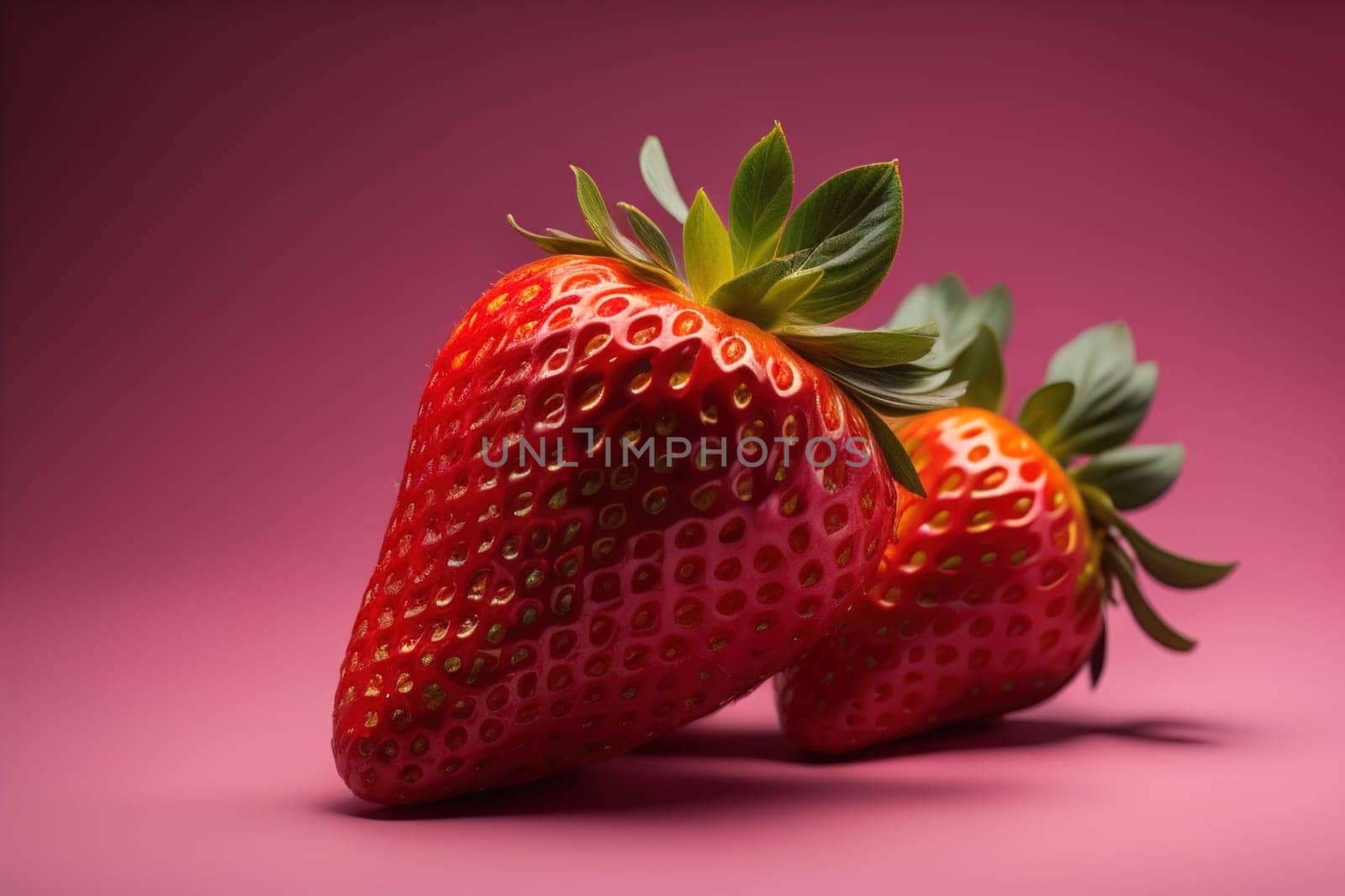 Fresh strawberries on a solid color background. generative ai by sanisra