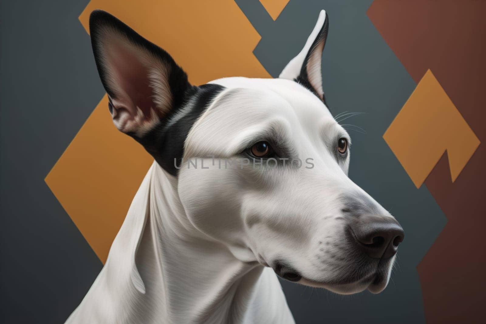 White labrador retriever dog portrait on a solid color background. Studio shot. generative ai