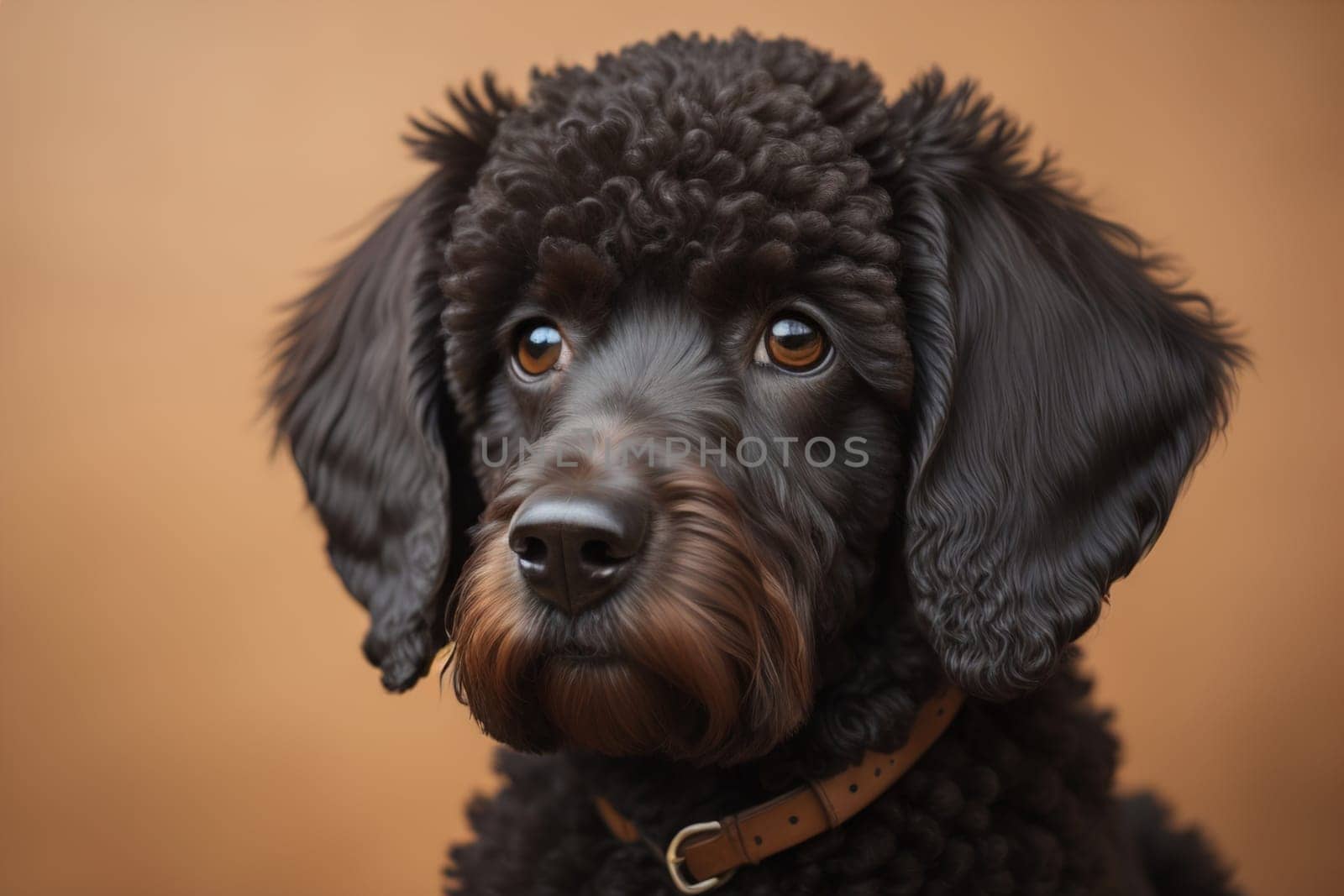 Portrait of a beautiful black dachshund puppy on a solid color background. ai generative