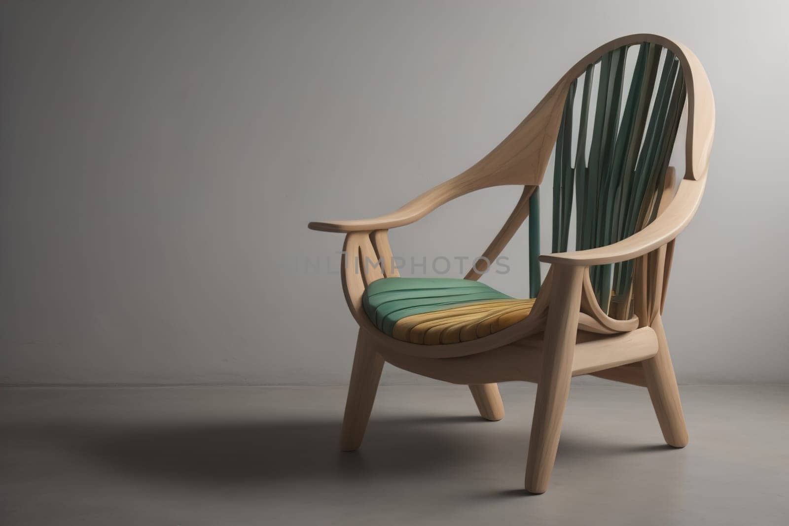Wooden chair in the room. ai generative