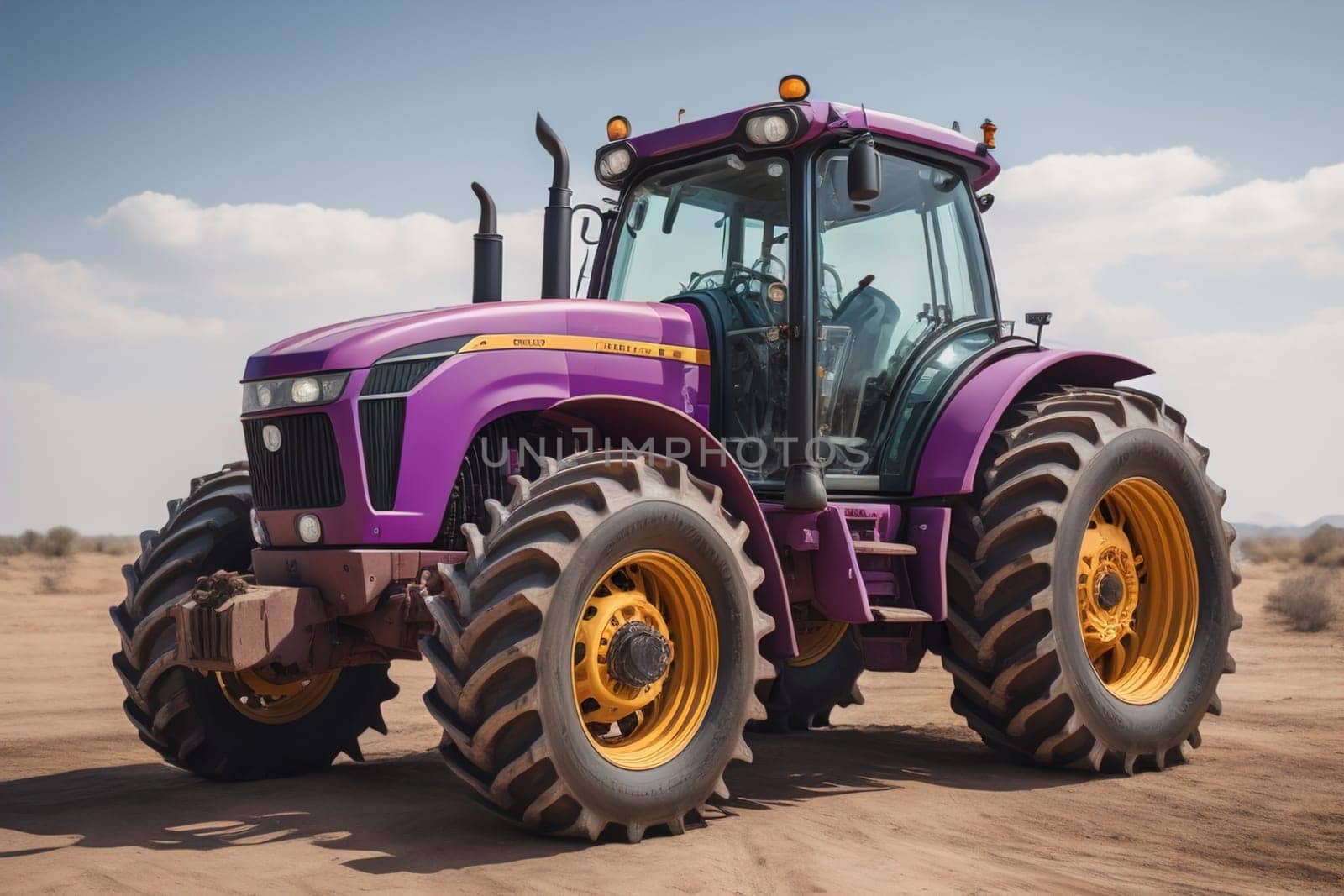 Modern tractor on a colored background. ai generative
