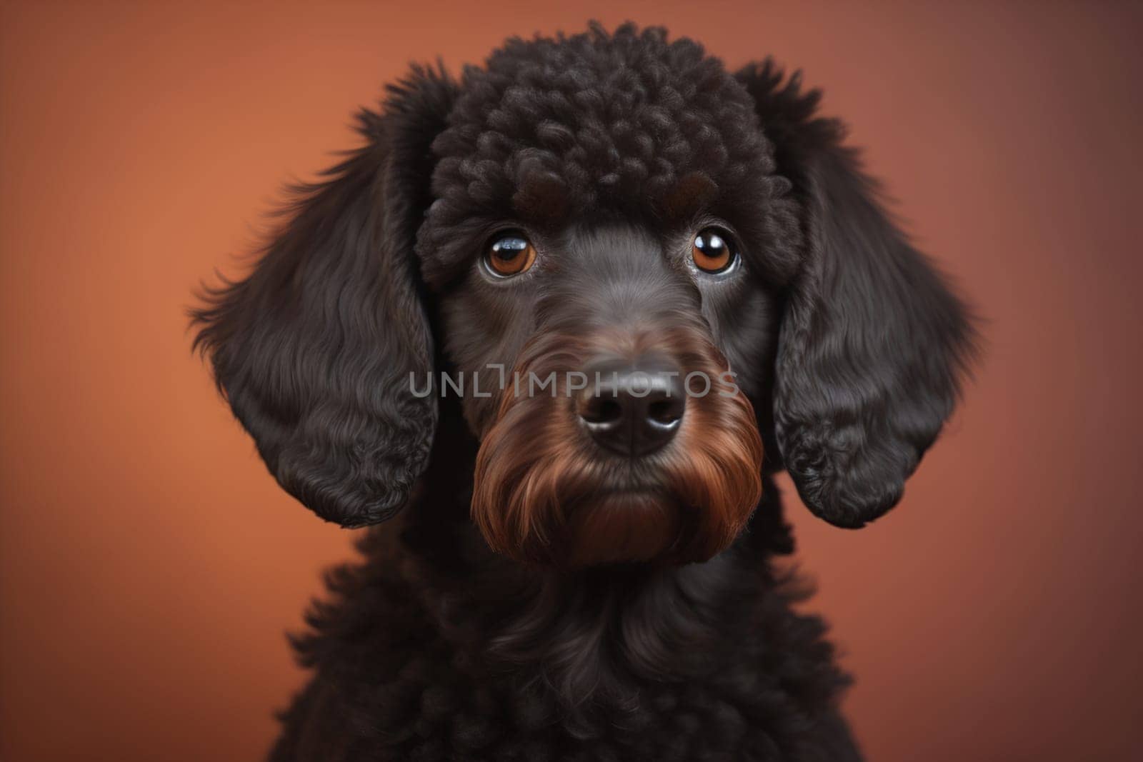 Portrait of a beautiful black dachshund puppy on a solid color background. ai generative
