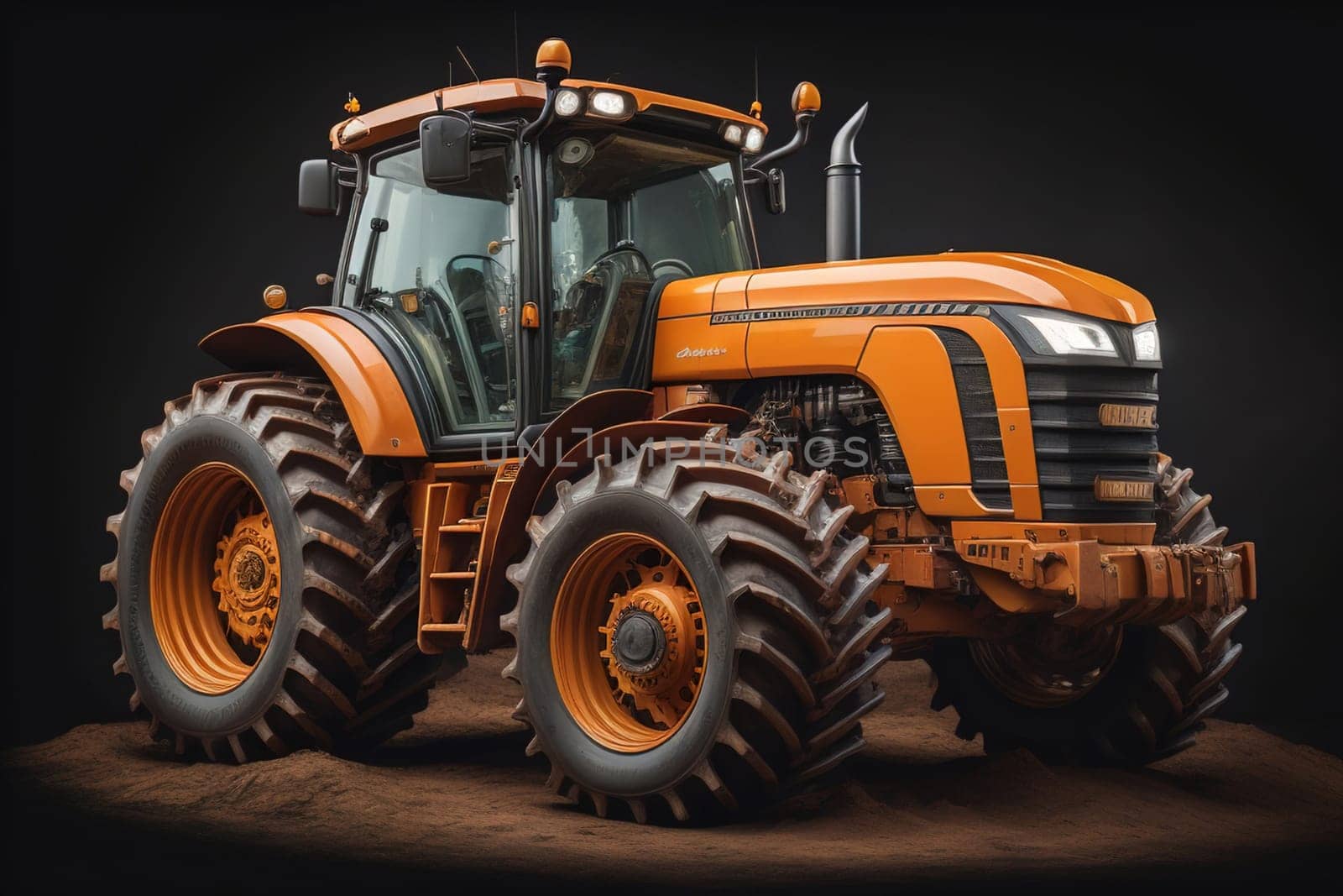 Modern tractor on a colored background. ai generative
