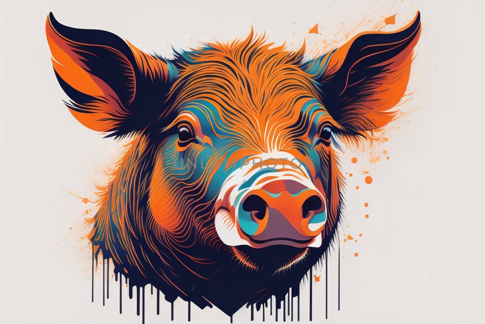 Pig head. Colorful vector illustration. Isolated on a solid color background. generative ai