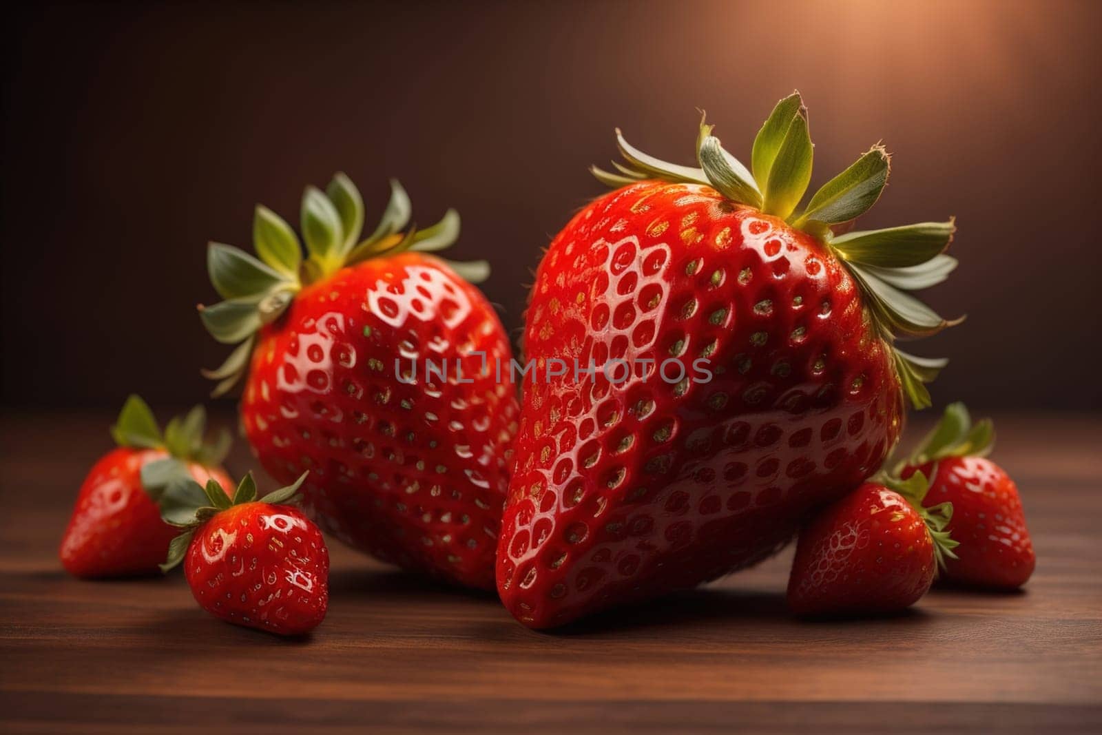 Fresh strawberries on a solid color background. generative ai