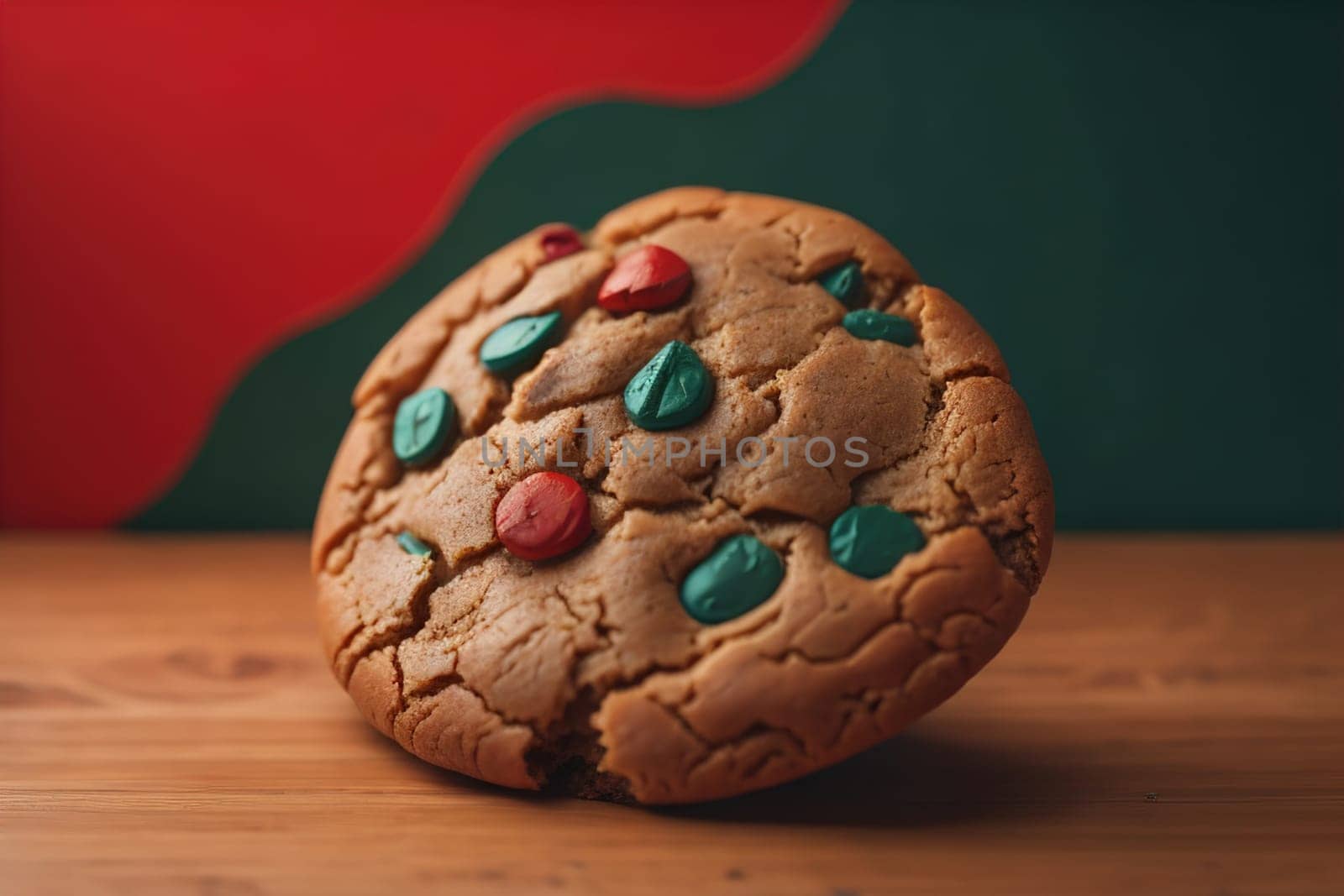 Chocolate chip cookies on orange background. Close up. Selective focus. ai generative