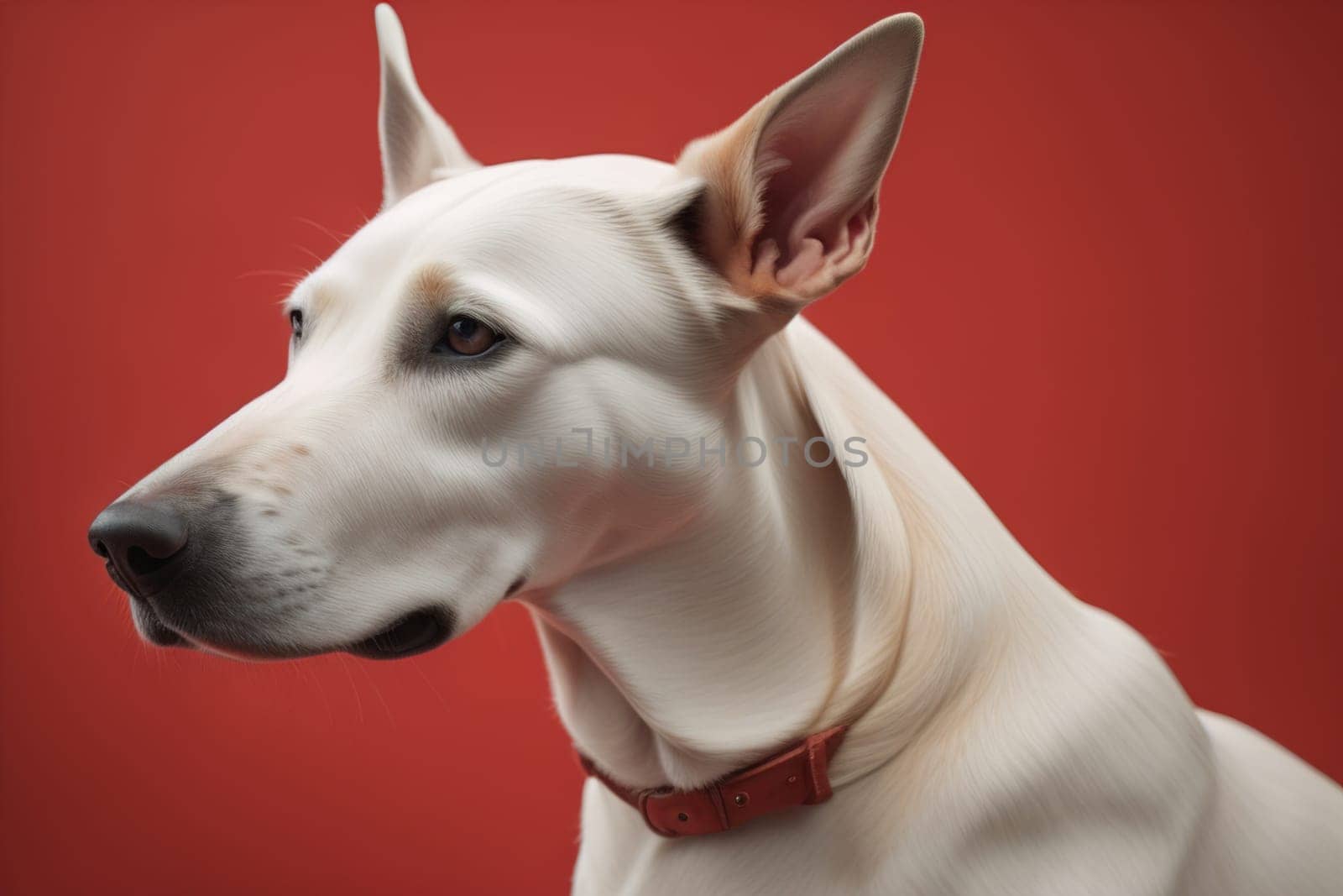 White labrador retriever dog portrait on a solid color background. Studio shot. generative ai