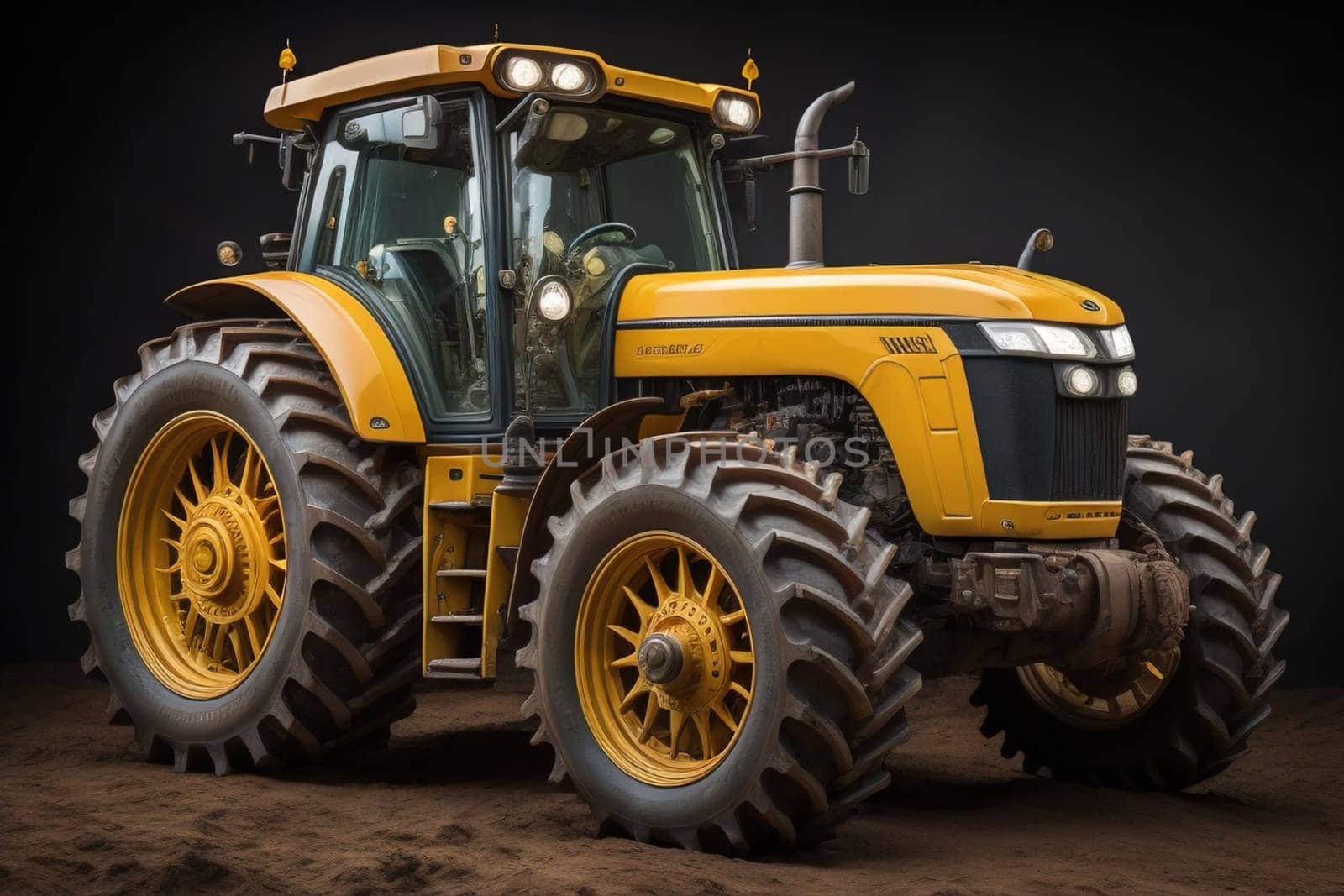 Modern tractor on a colored background. ai generative