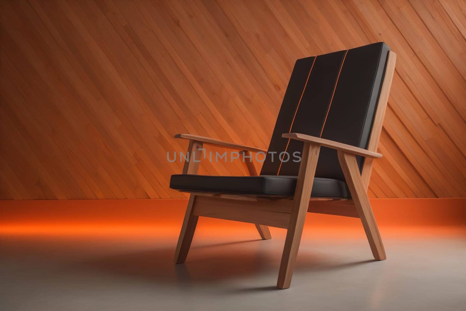 Wooden chair in the room. ai generative