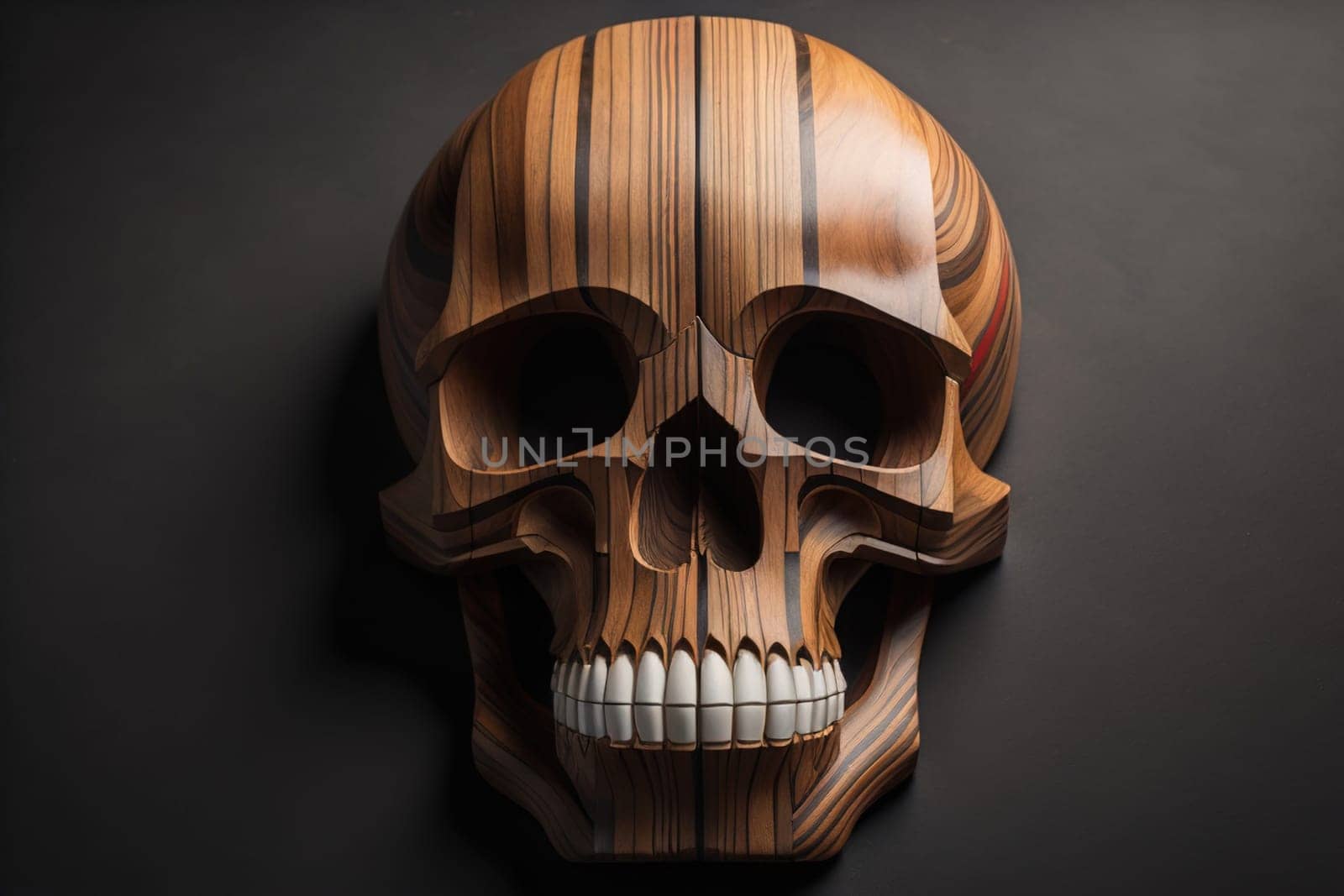 human skull on solid color background. Halloween concept. Close up. ai generative