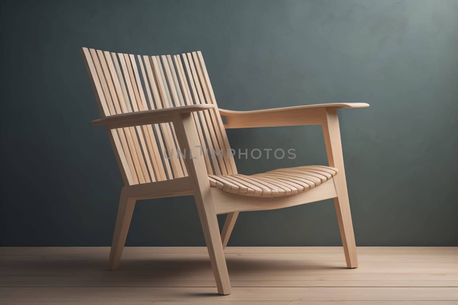 Wooden chair in the room. ai generative