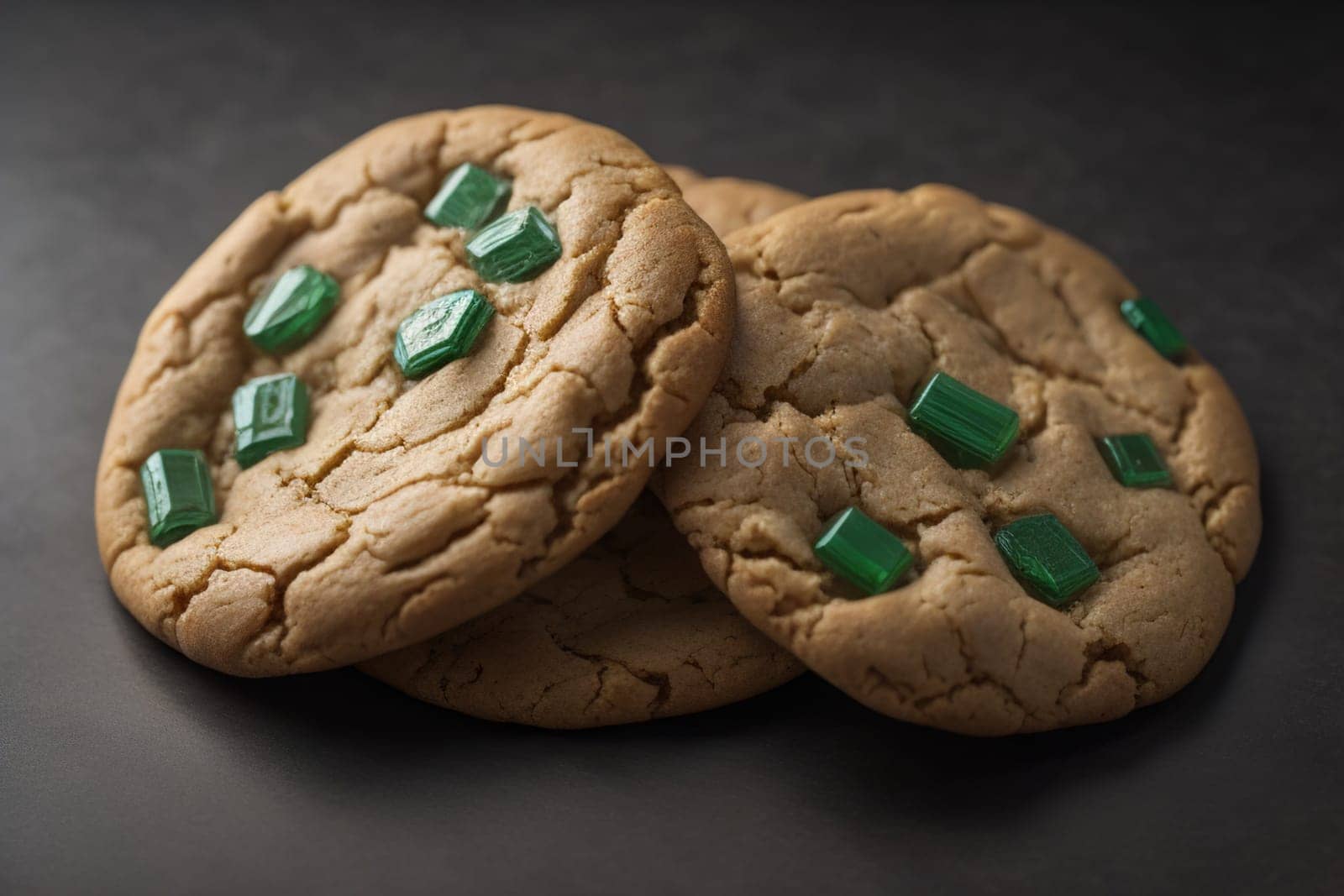 Chocolate chip cookies on orange background. Close up. Selective focus. ai generative