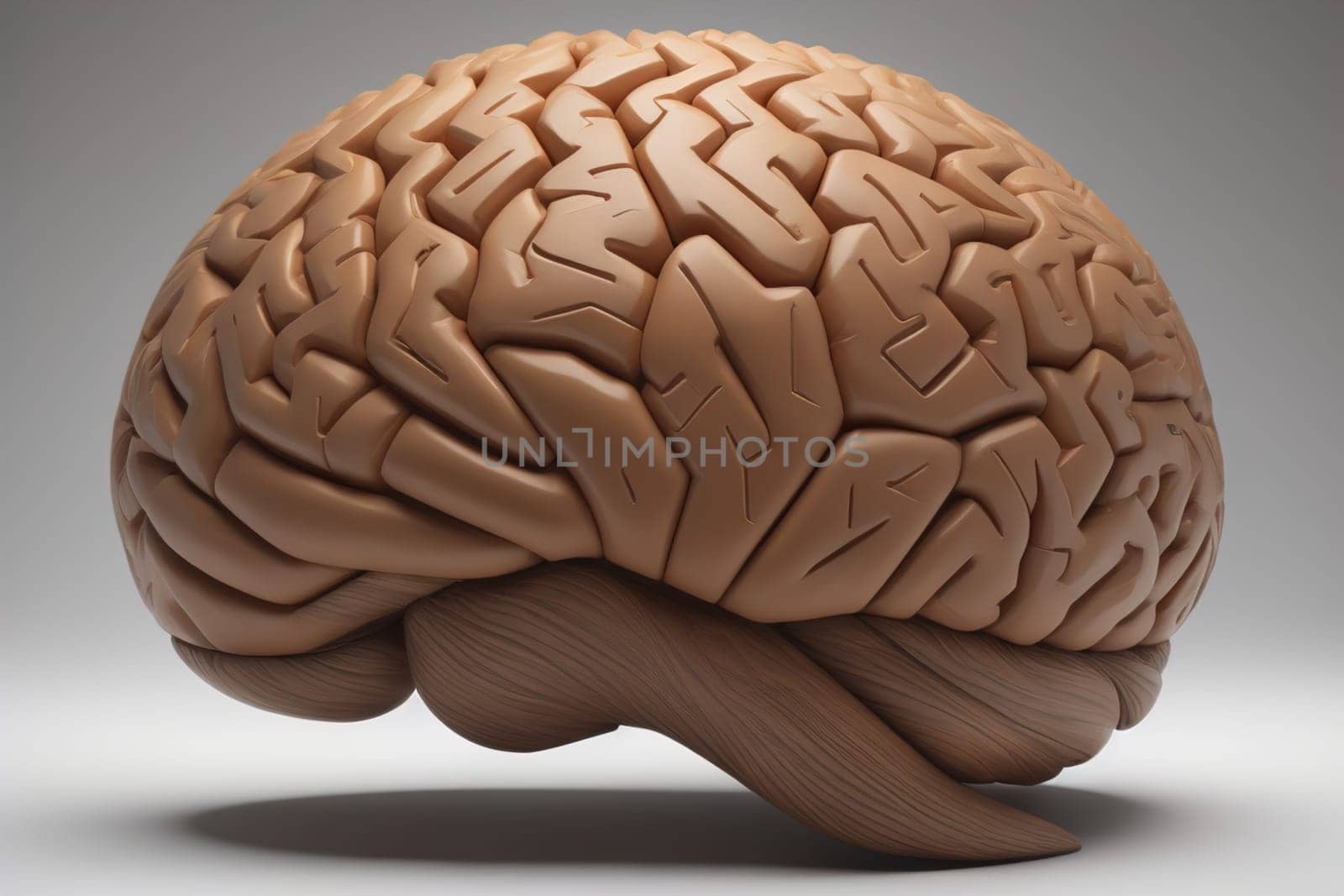Human brain on a solid color background. ai generative