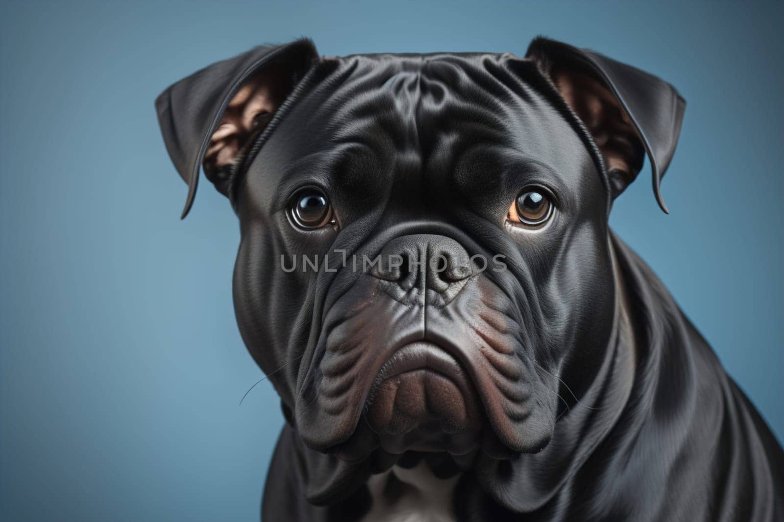 Portrait of a boxer dog on solid color background. ai generative