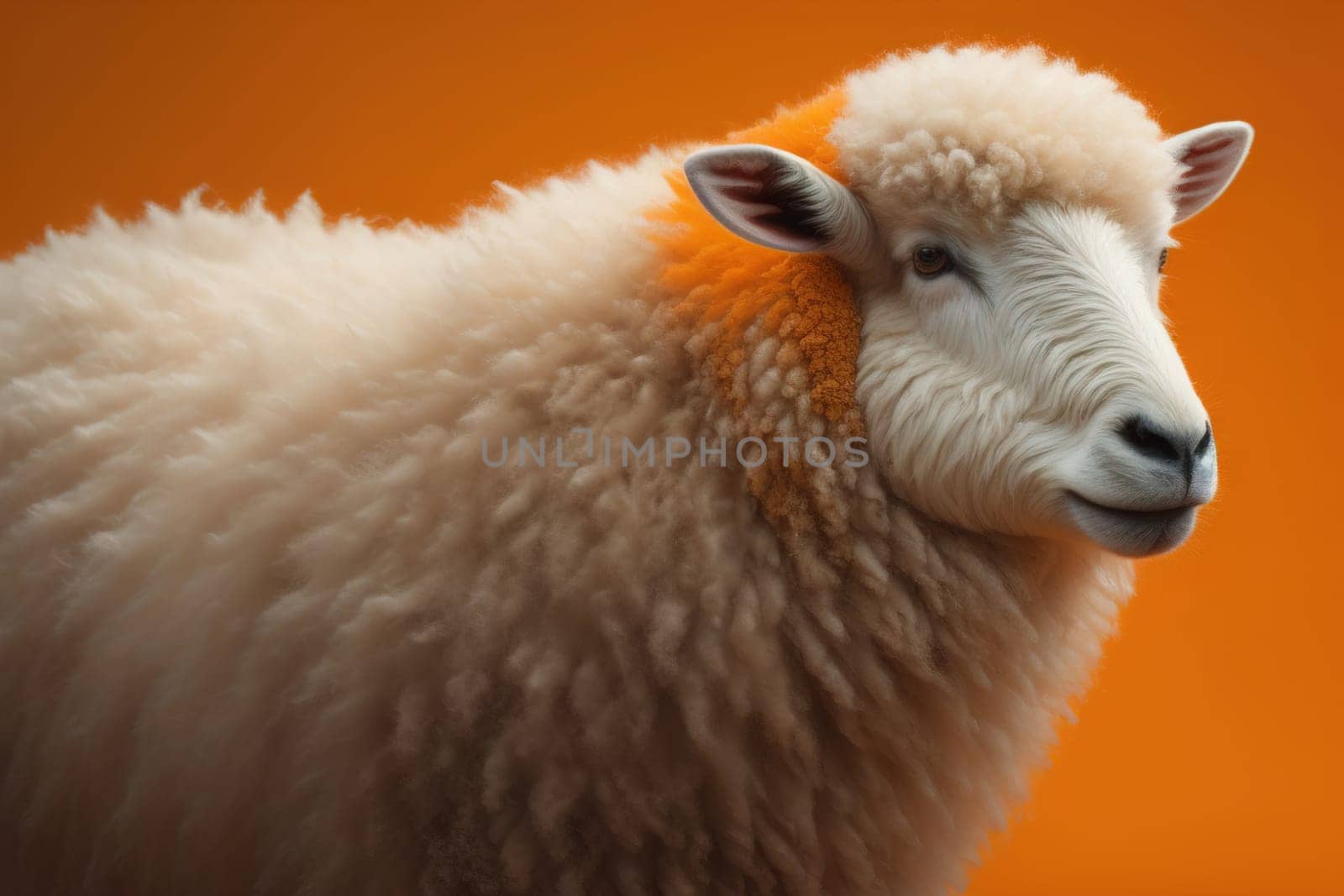 Sheep on a solid color background. Photo in old color image style. ai generative