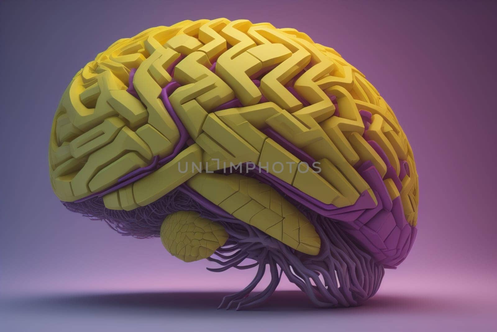Human brain on a solid color background. ai generative