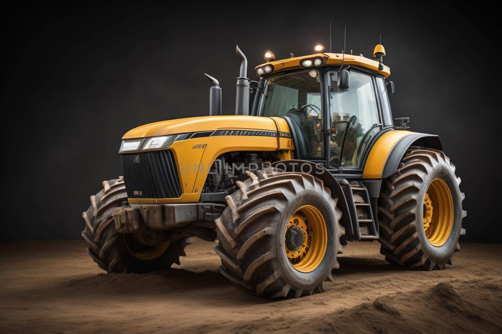 Modern tractor on a colored background. ai generative