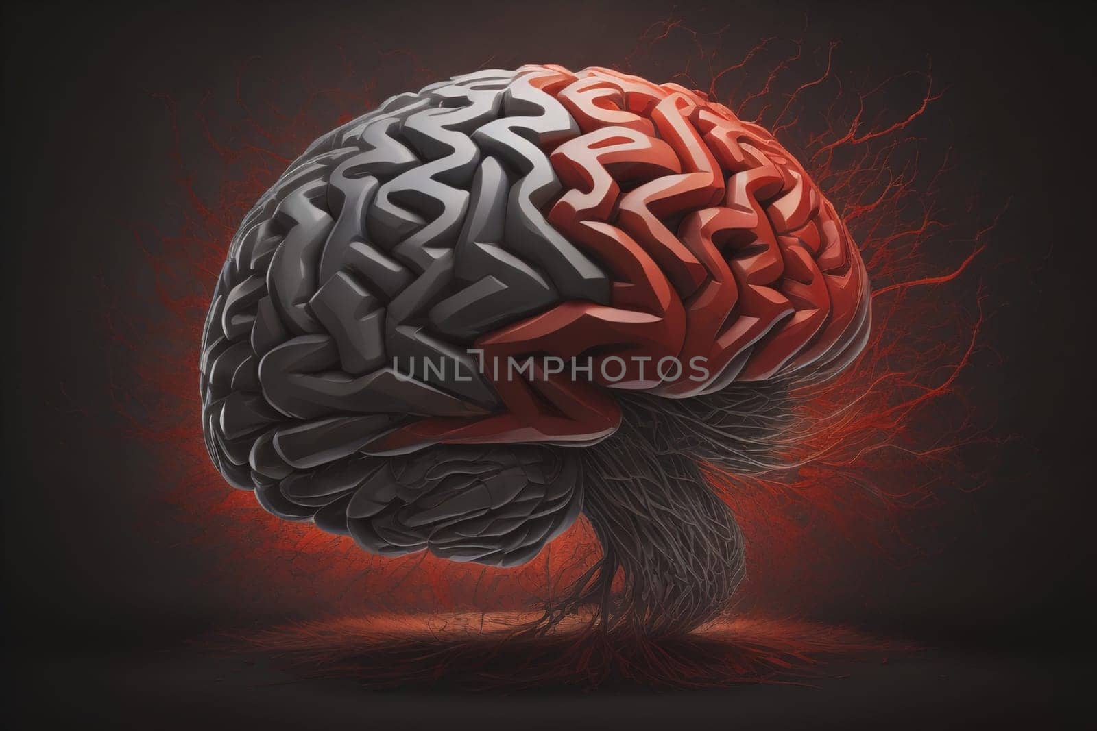 Human brain on a solid color background. ai generative