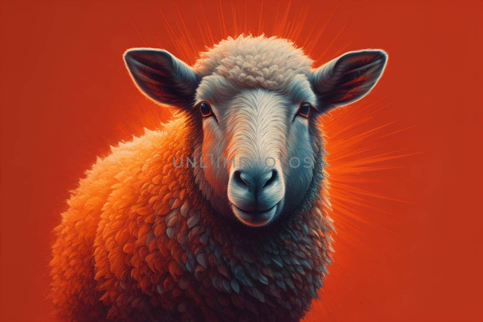 Sheep on a solid color background. Photo in old color image style. ai generative