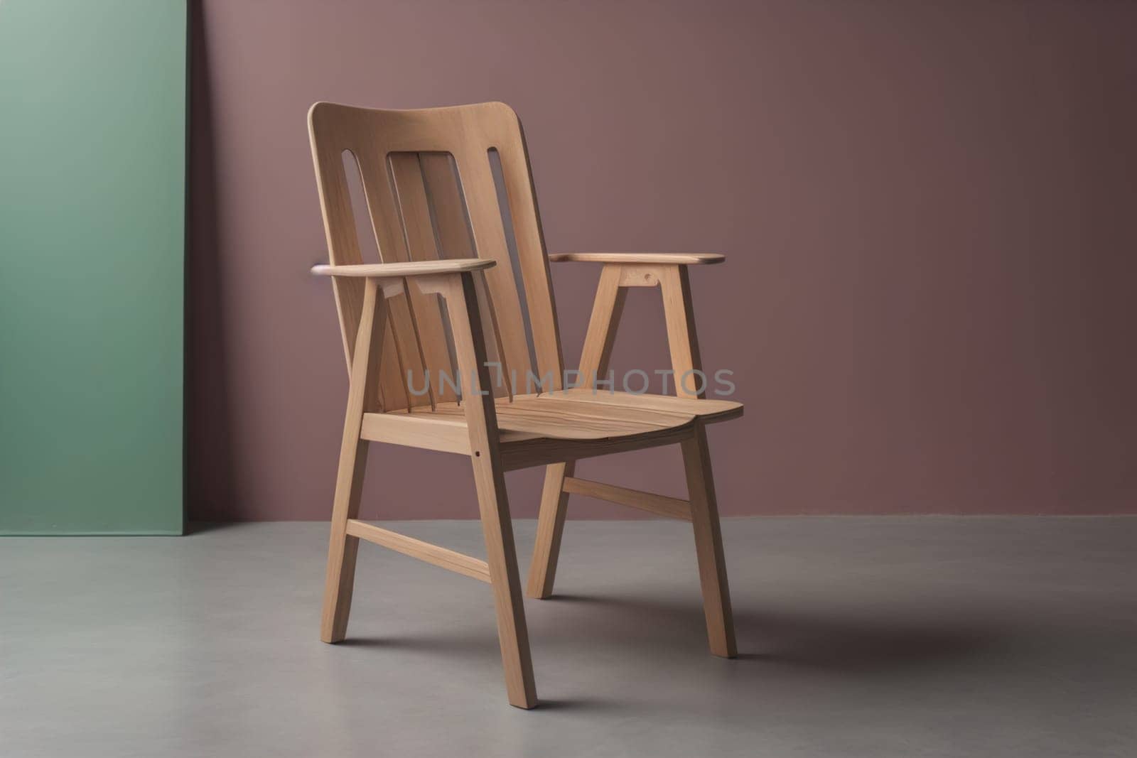 Wooden chair in the room. ai generative