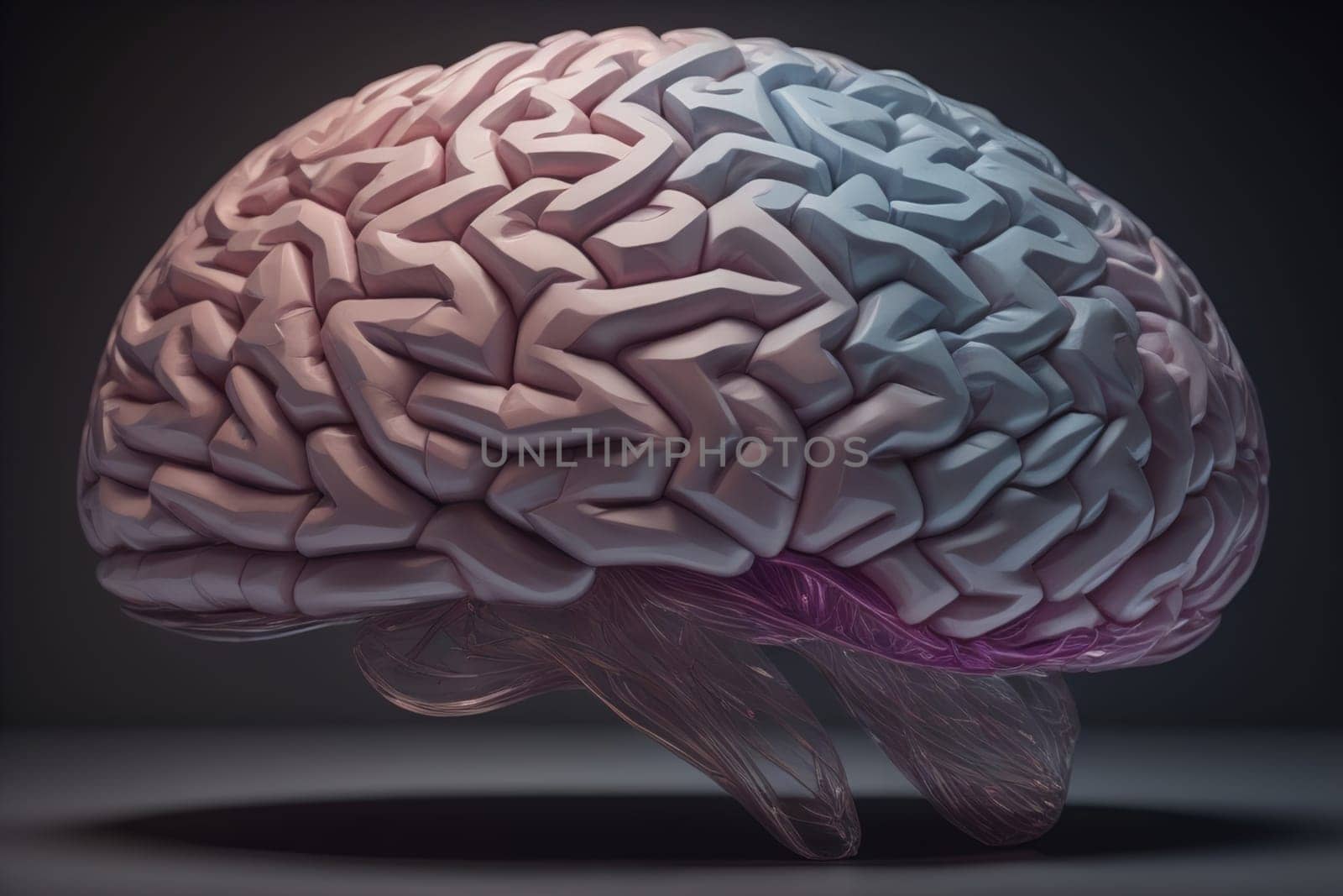 Human brain on a solid color background. ai generative
