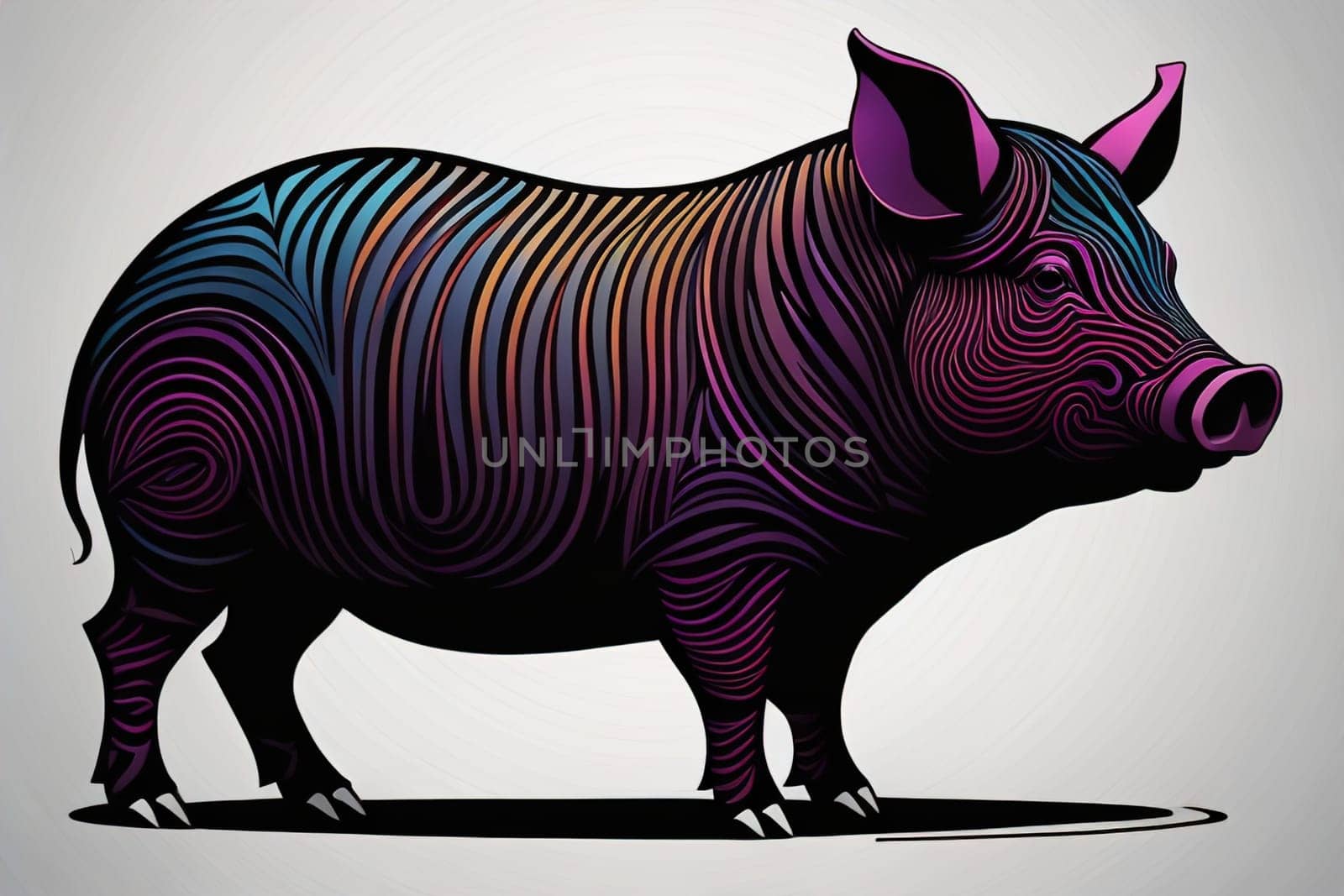 Pig head. Colorful vector illustration. Isolated on a solid color background. generative ai