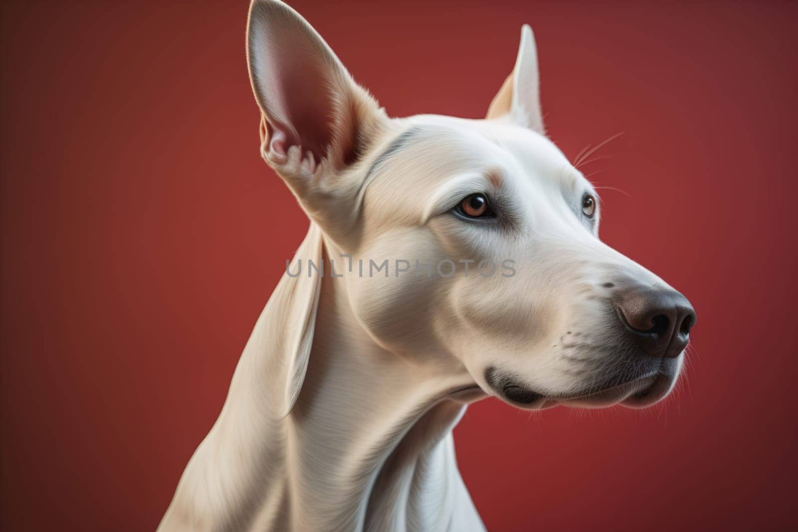 White labrador retriever dog portrait on a solid color background. Studio shot. generative ai