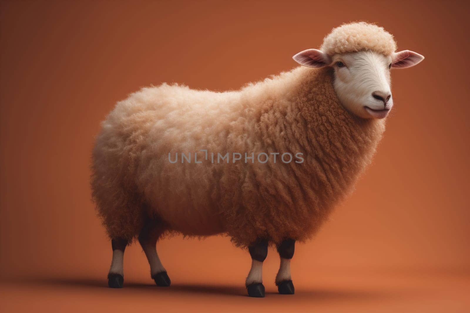 Sheep on a solid color background. Photo in old color image style. ai generative