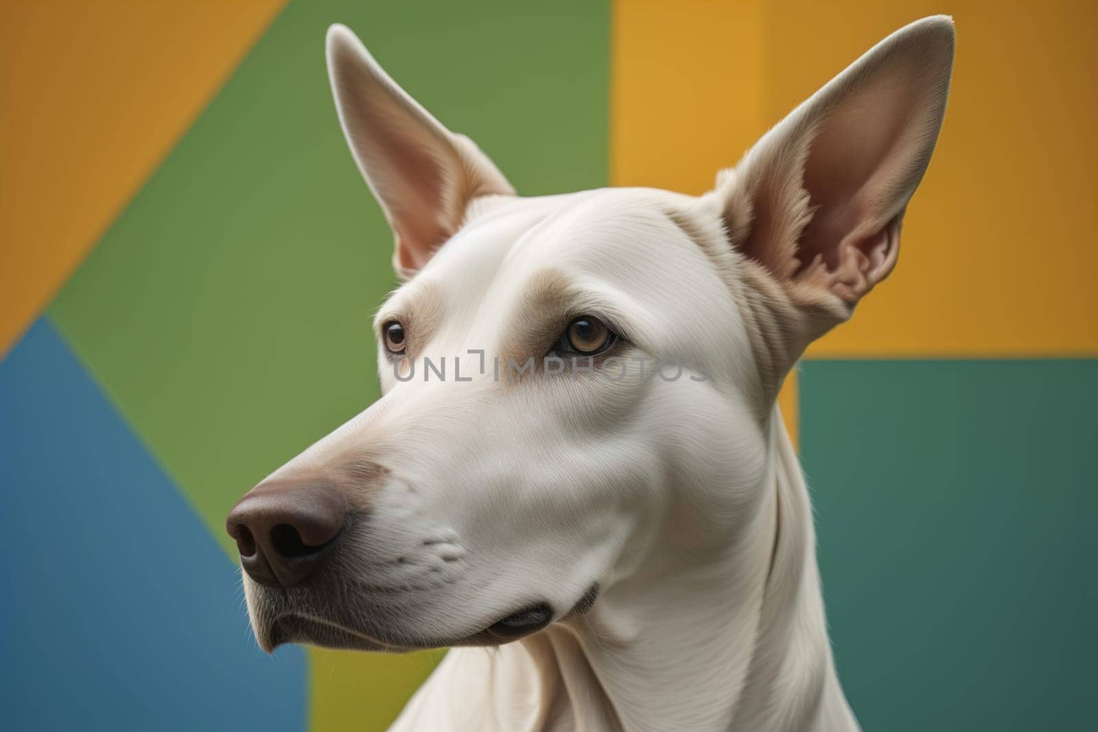 White labrador retriever dog portrait on a solid color background. Studio shot. generative ai
